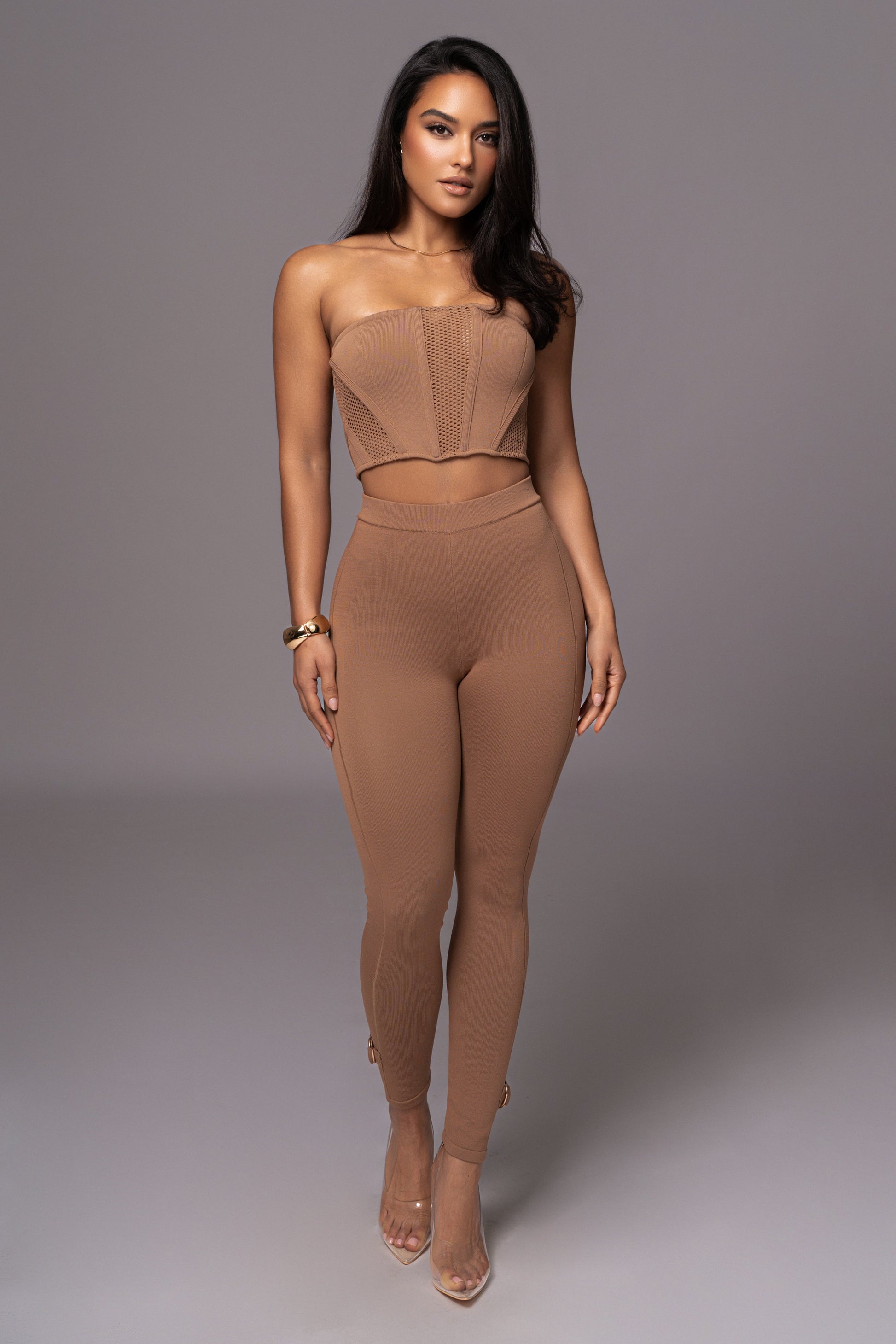 Pecan Freda Knit Bustier JLUXLABEL