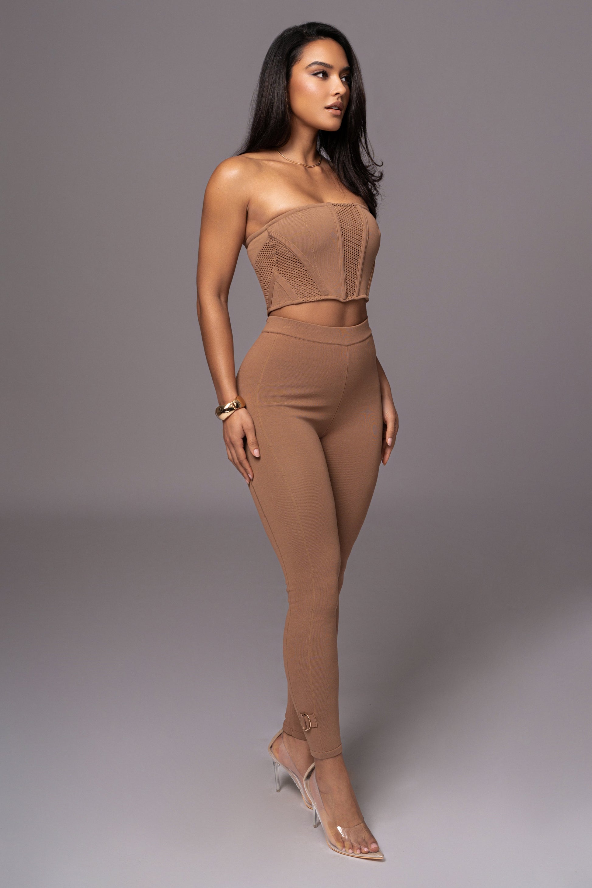 Pecan Freda Knit Bustier JLUXLABEL