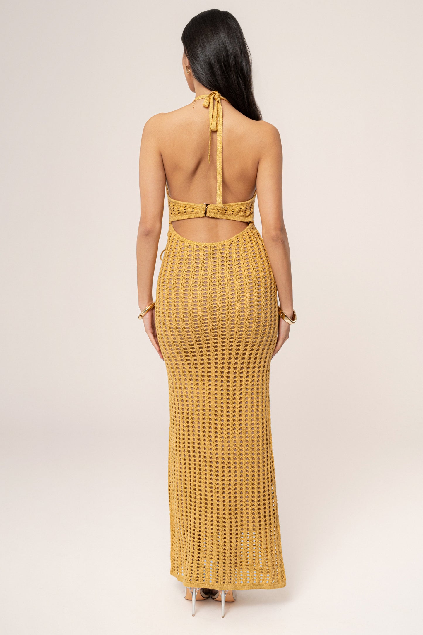 Yellow Oceanic Dream Crochet Maxi Dress JLUXLABEL