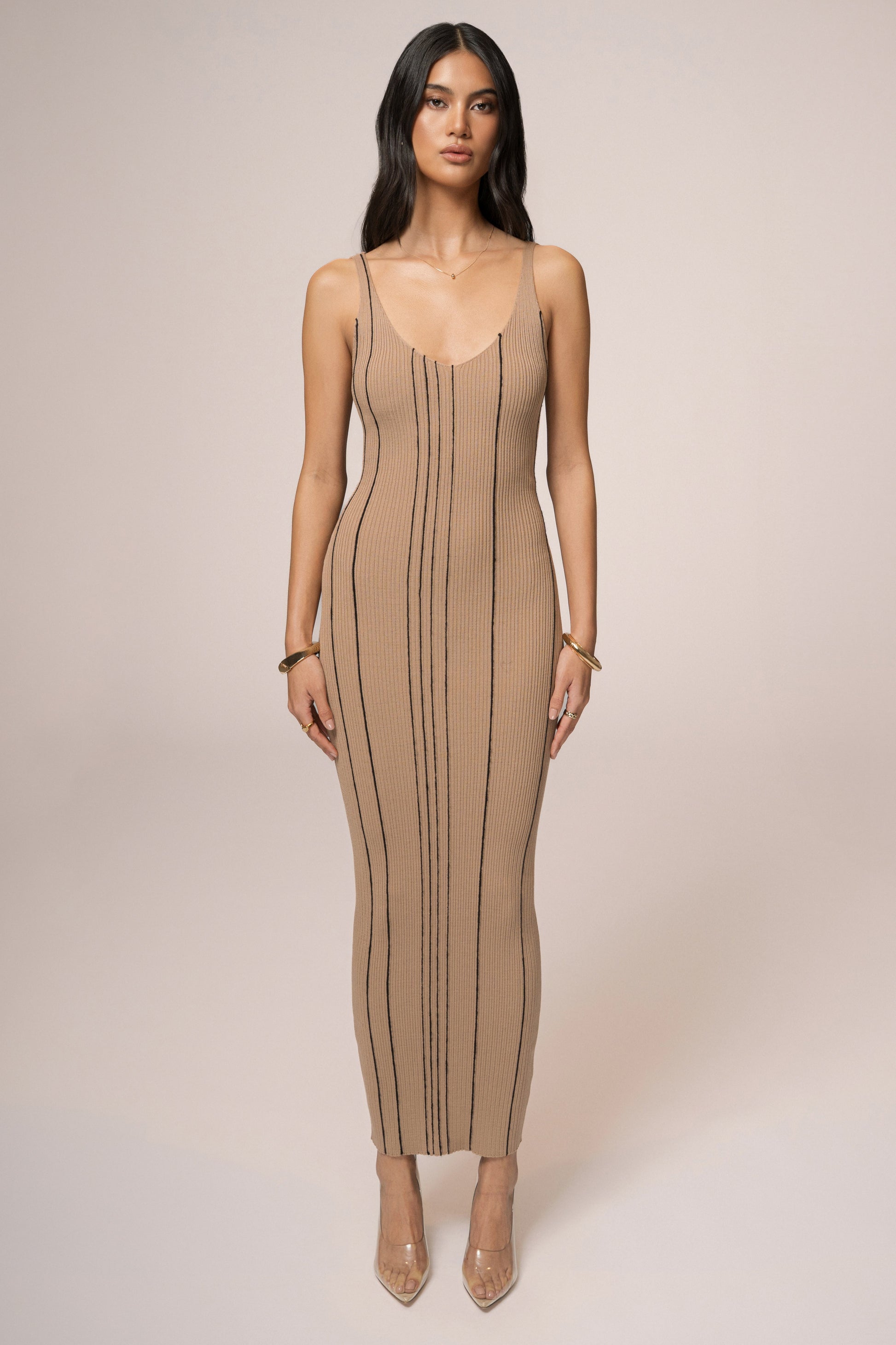 Taupe Sammi Seamed Maxi Dress JLUXLABEL