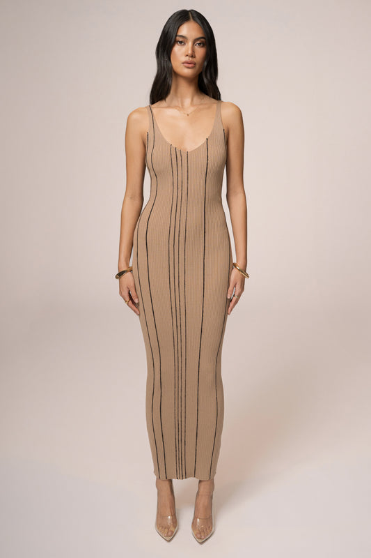 Taupe Sammi Seamed Maxi Dress JLUXLABEL