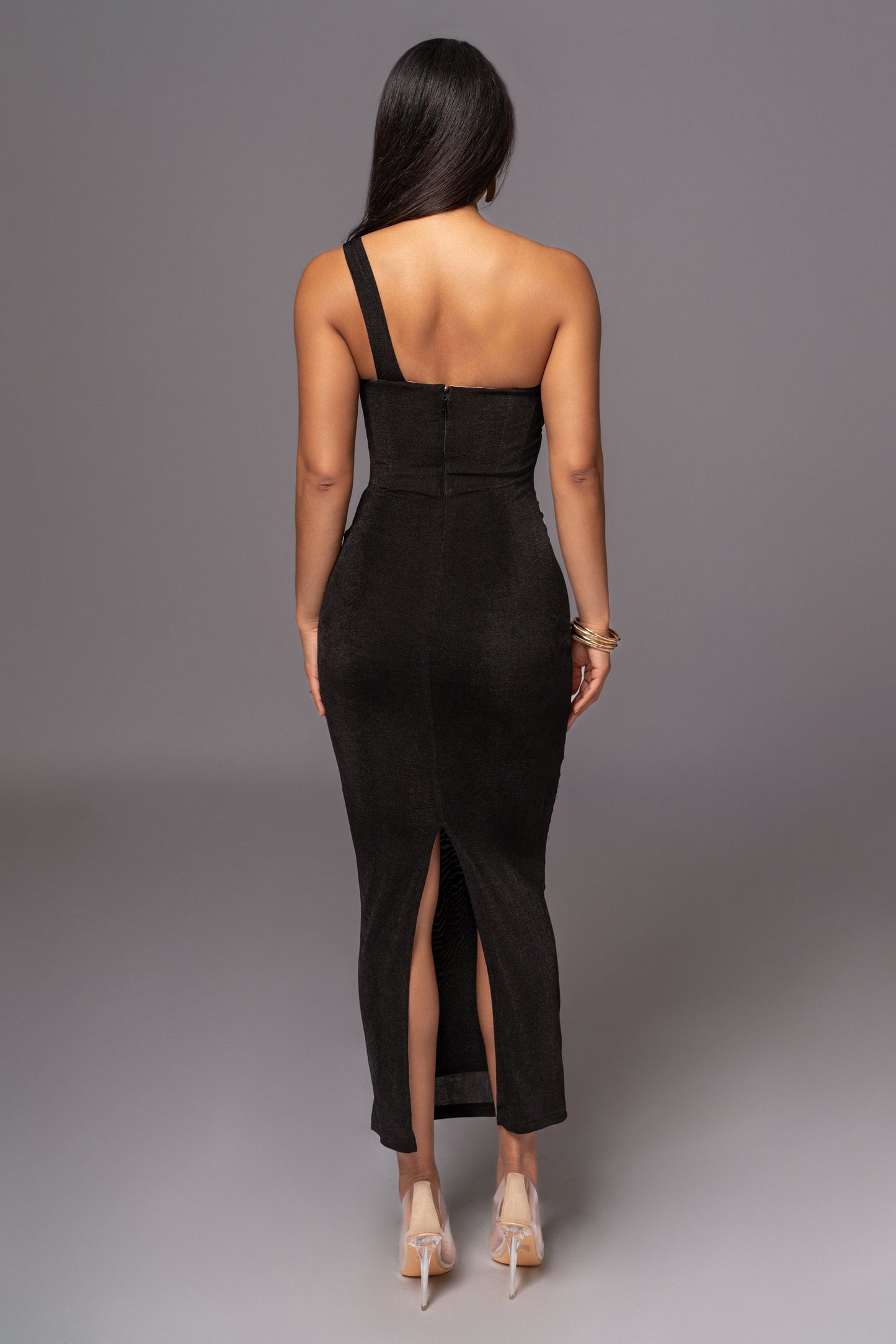 Black Slinky Krishna One Shoulder Maxi Dress NEWFASHIONEDGE