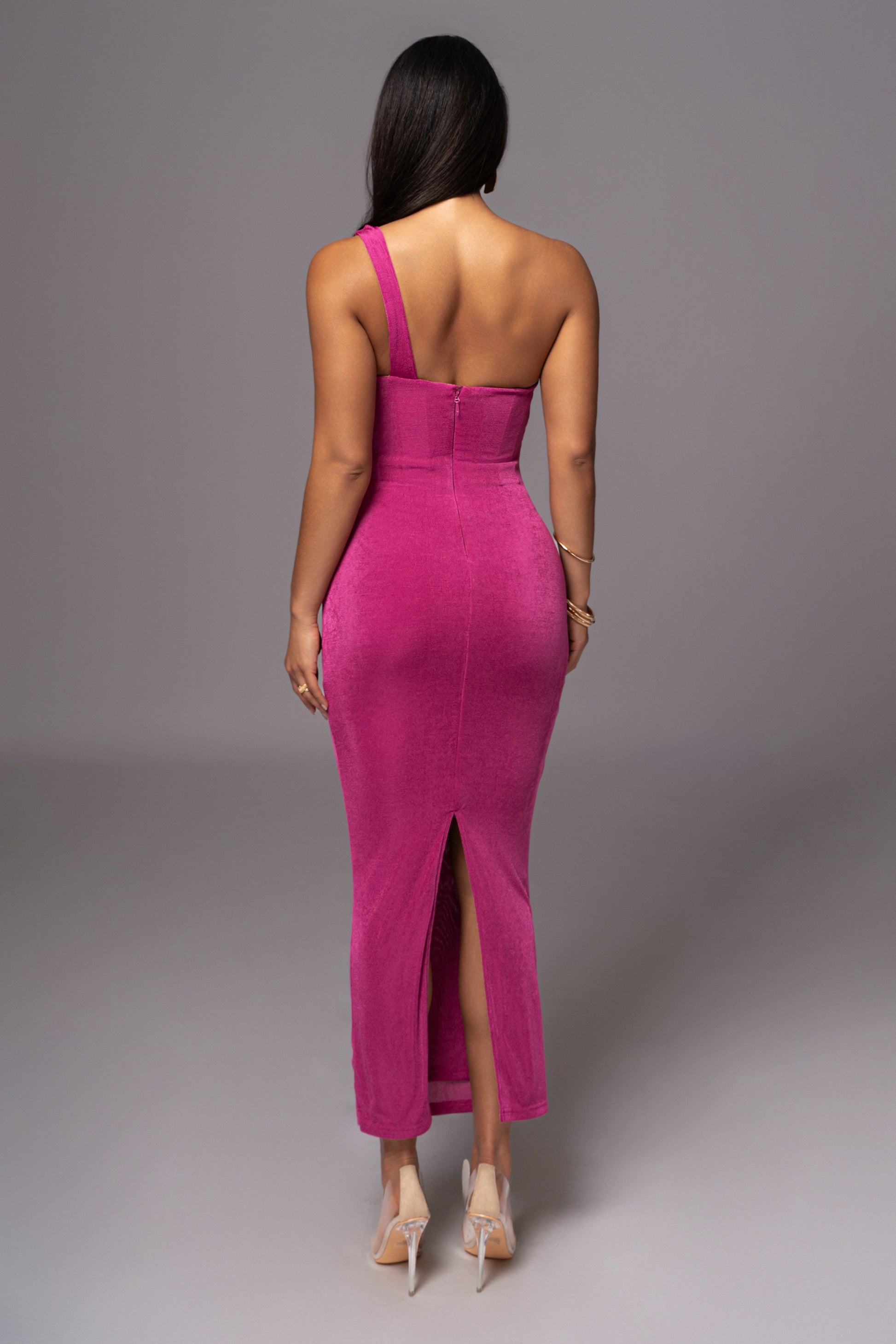 Berry Slinky Krishna One Shoulder Maxi Dress NEWFASHIONEDGE