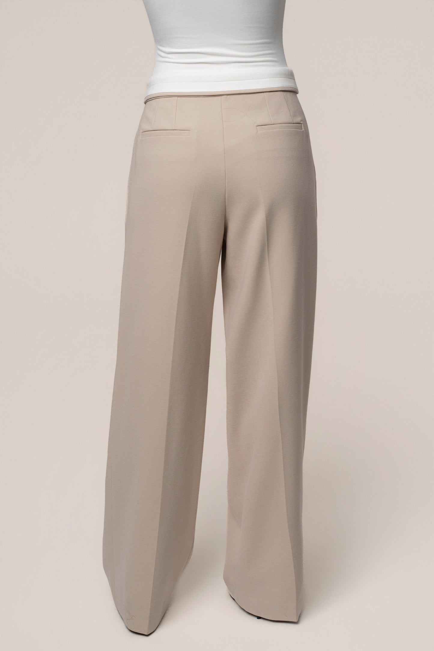 Beige/Ivory Command Pleat Trouser NEWFASHIONEDGE