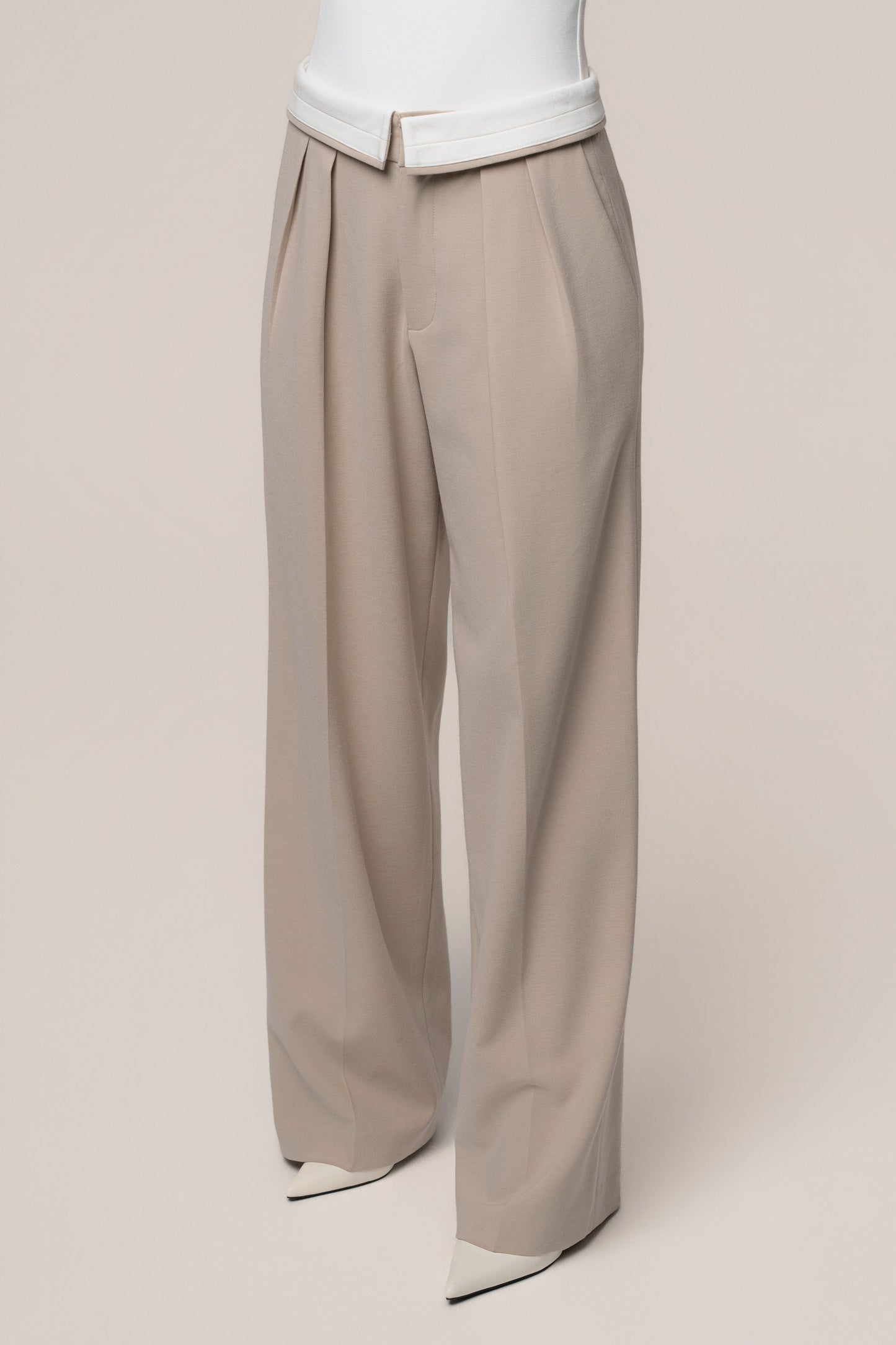 Beige/Ivory Command Pleat Trouser
