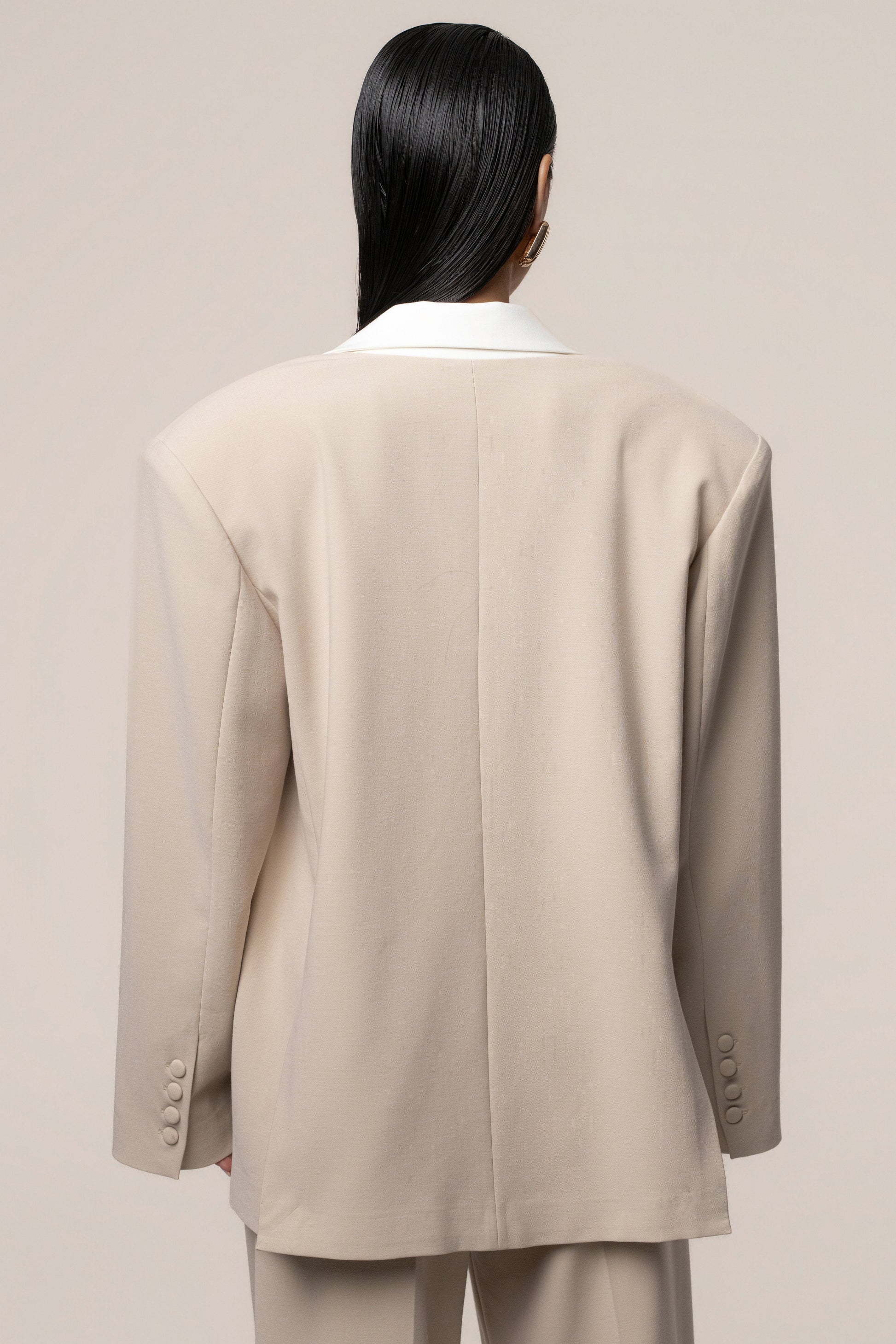 Beige/Ivory Command Oversized Blazer NEWFASHIONEDGE