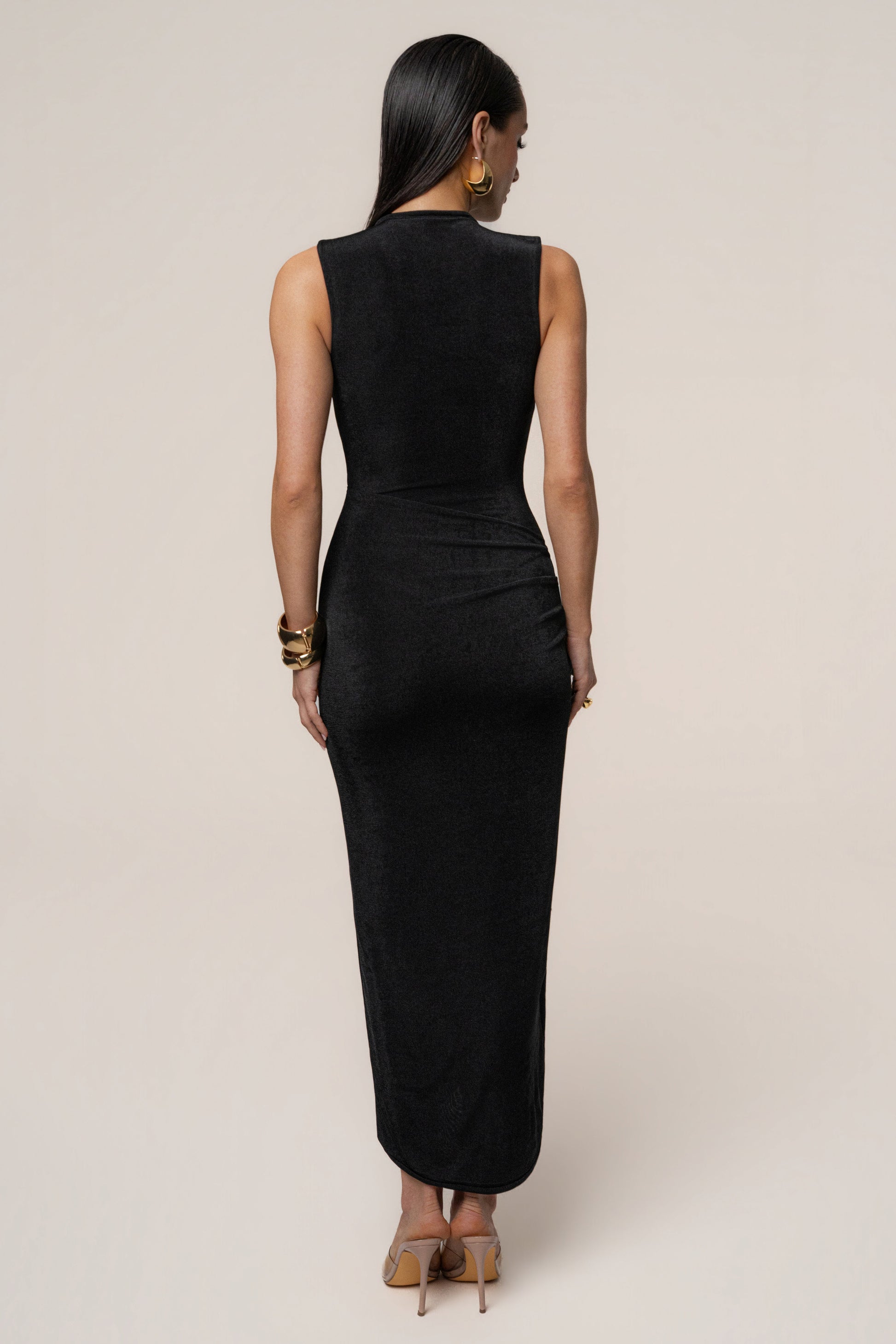 Black Aubree Midi Dress JLUXLABEL