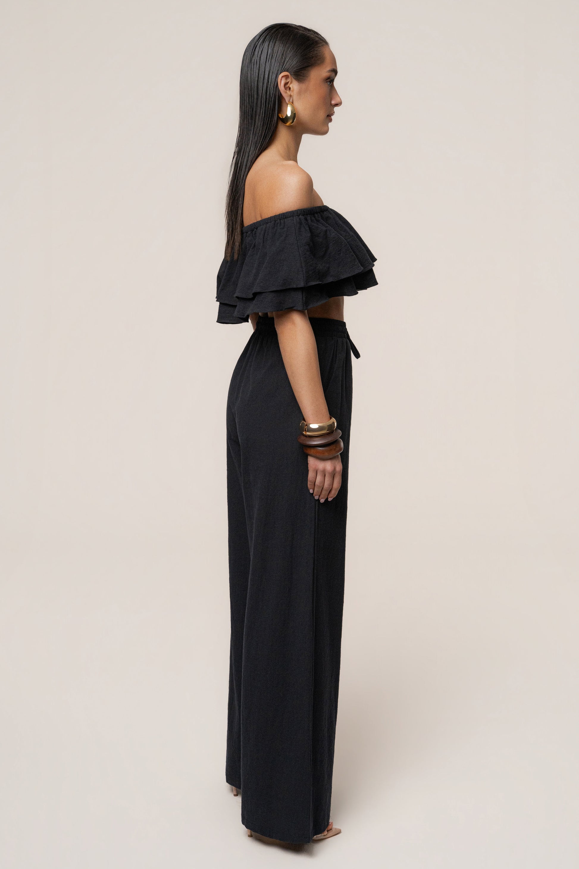 Black Marina Two-Piece Pant Set JLUXLABEL