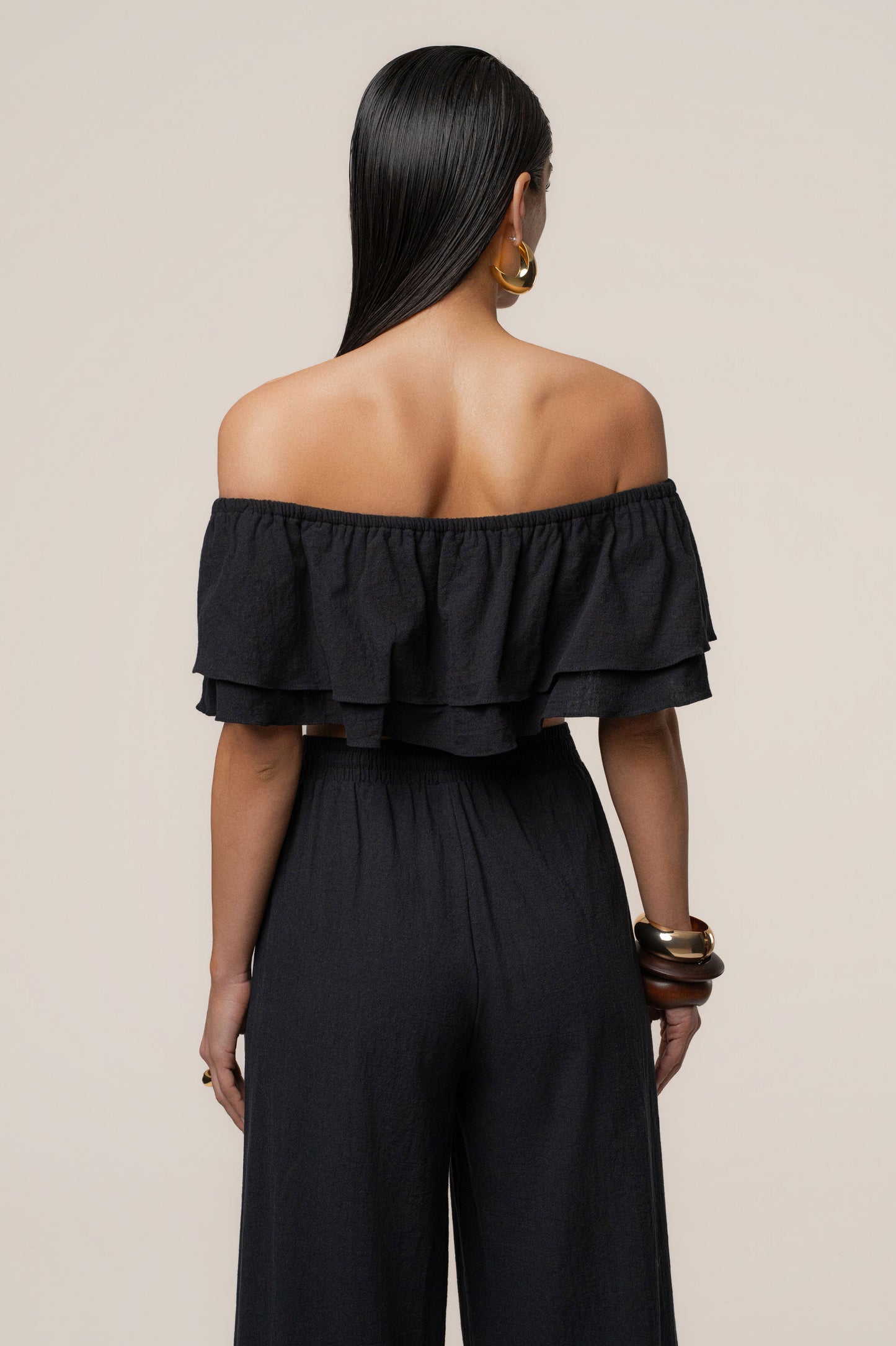 Black Marina Two-Piece Pant Set JLUXLABEL