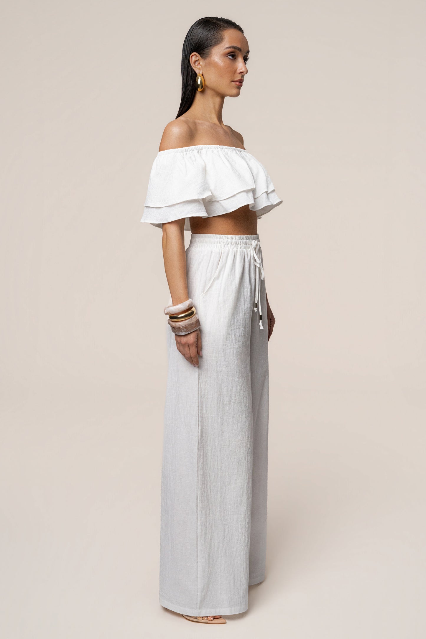 White Marina Two-Piece Pant Set JLUXLABEL