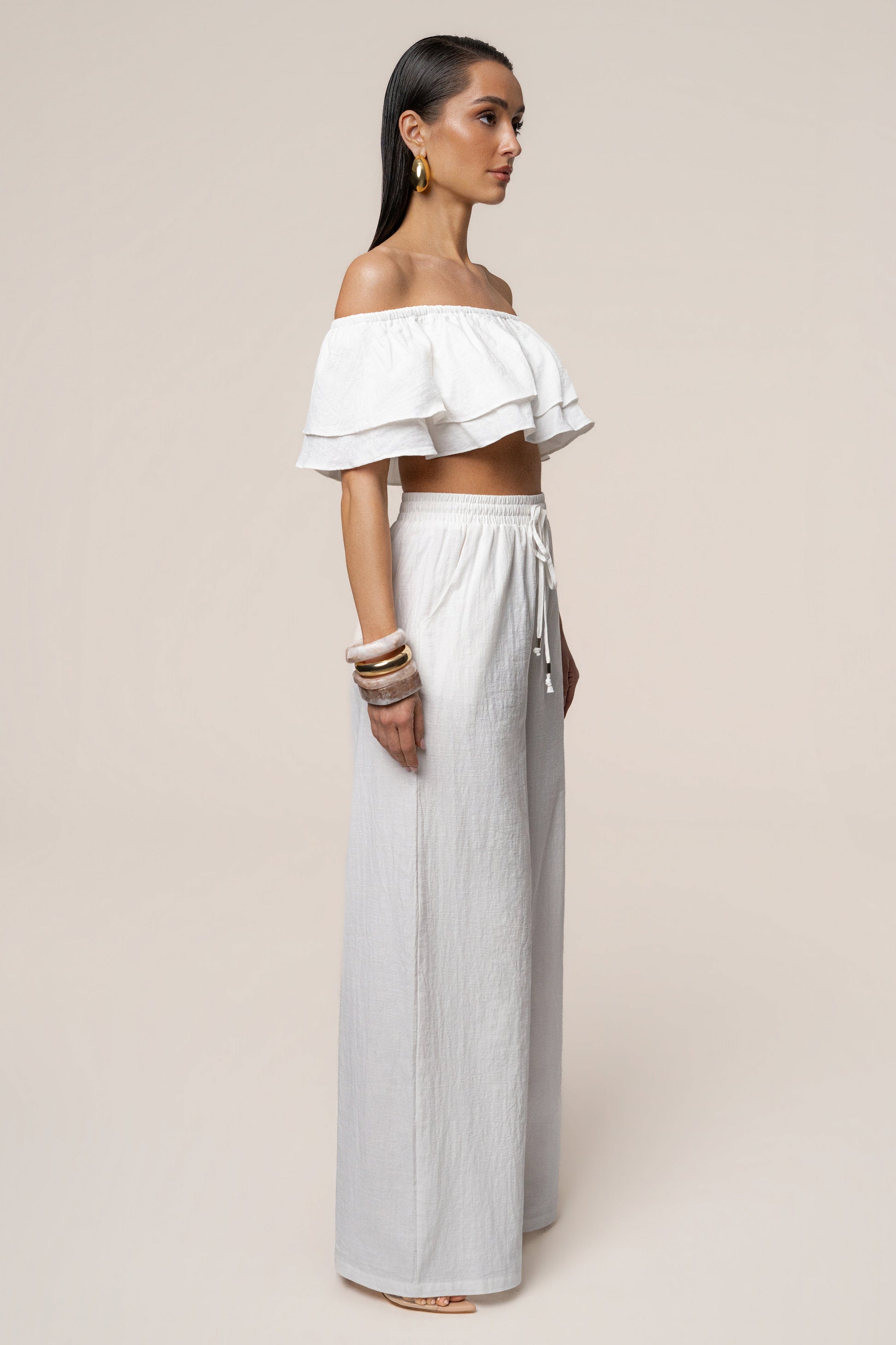 White Marina Two-Piece Pant Set JLUXLABEL