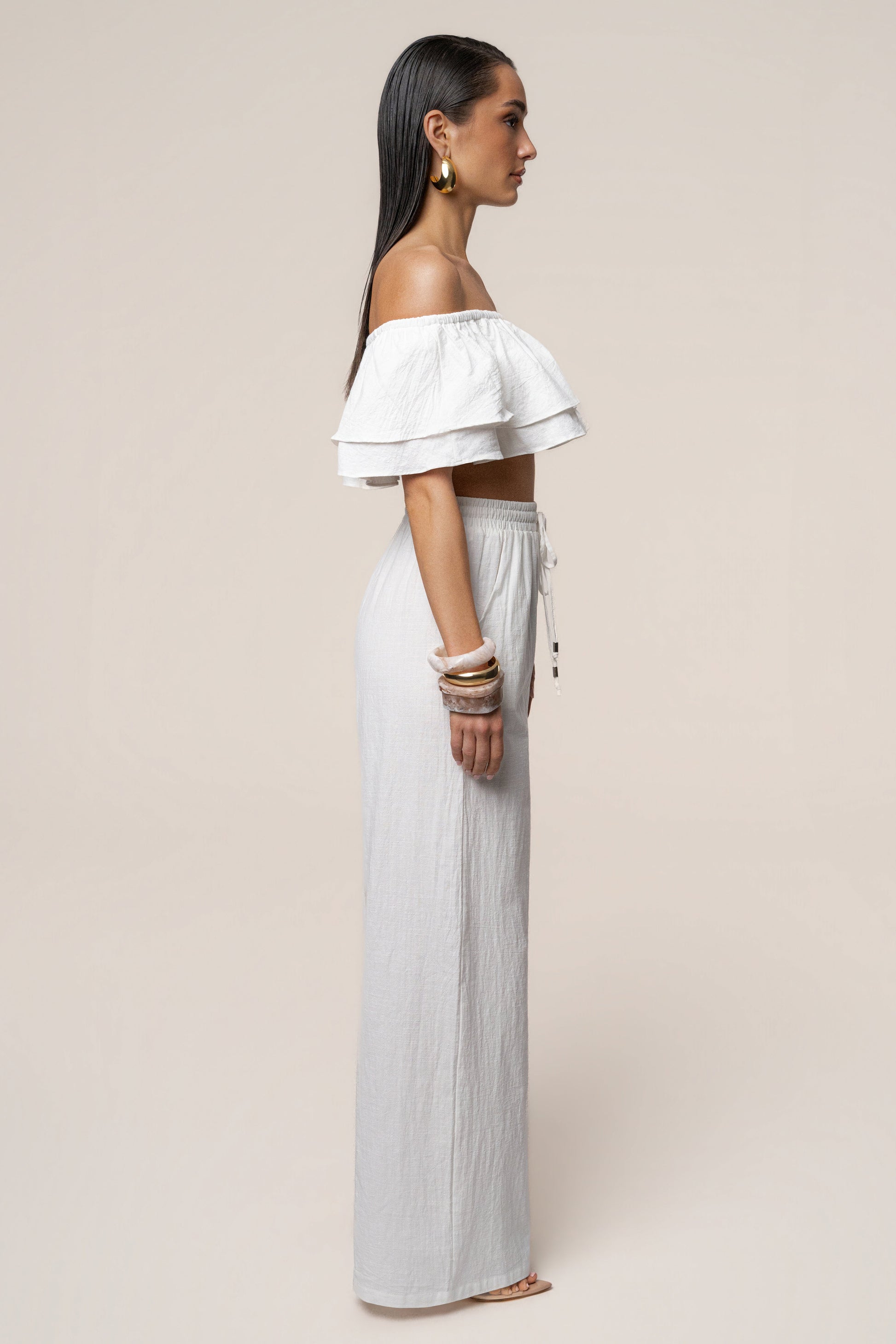 White Marina Two-Piece Pant Set JLUXLABEL