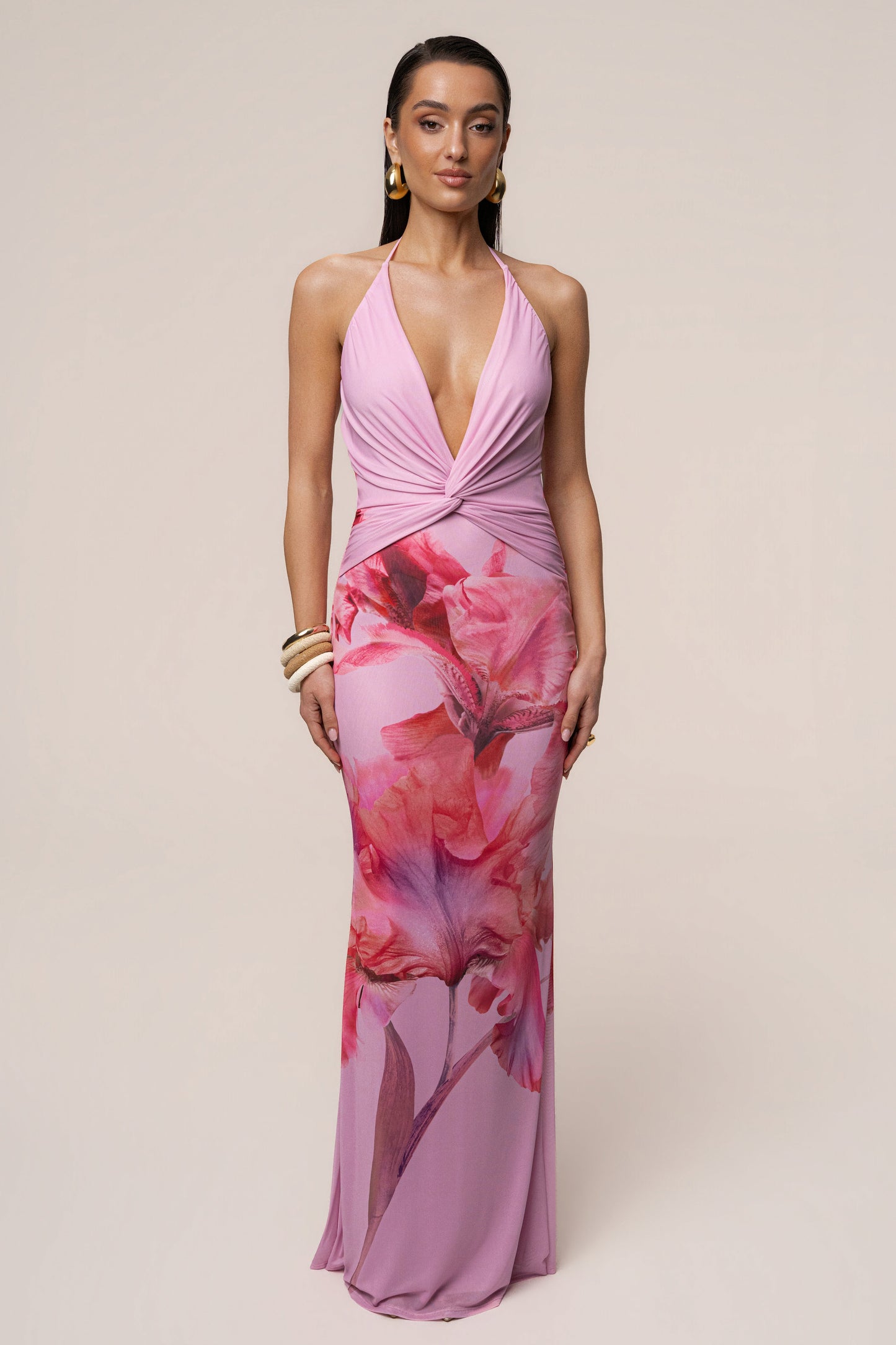 Pink Floral Coastal Bloom Maxi Dress JLUXLABEL