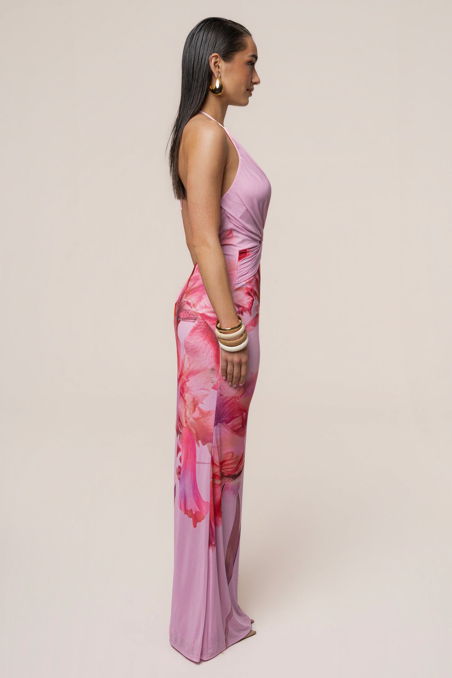 Pink Floral Coastal Bloom Maxi Dress JLUXLABEL