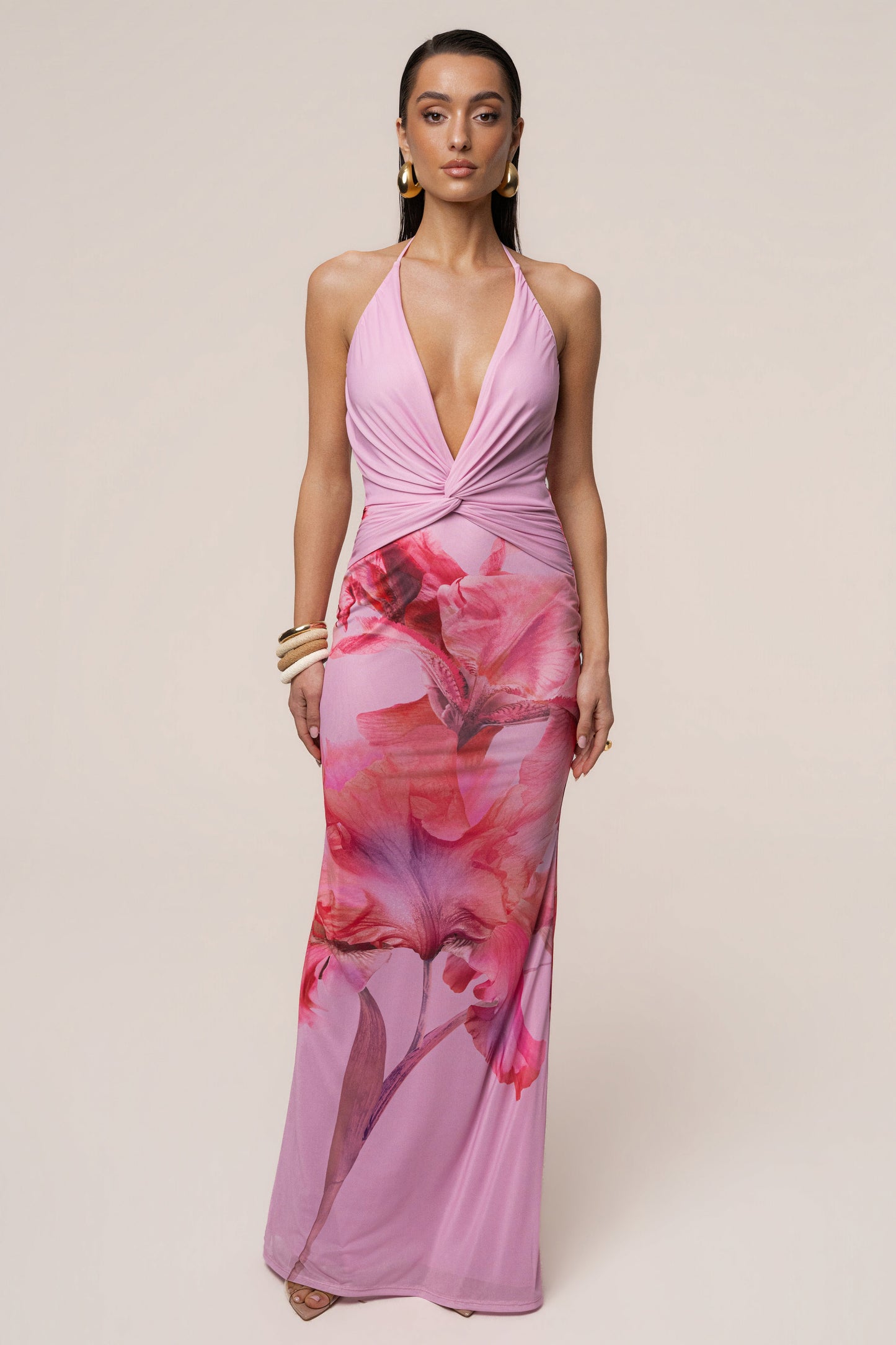 Pink Floral Coastal Bloom Maxi Dress JLUXLABEL
