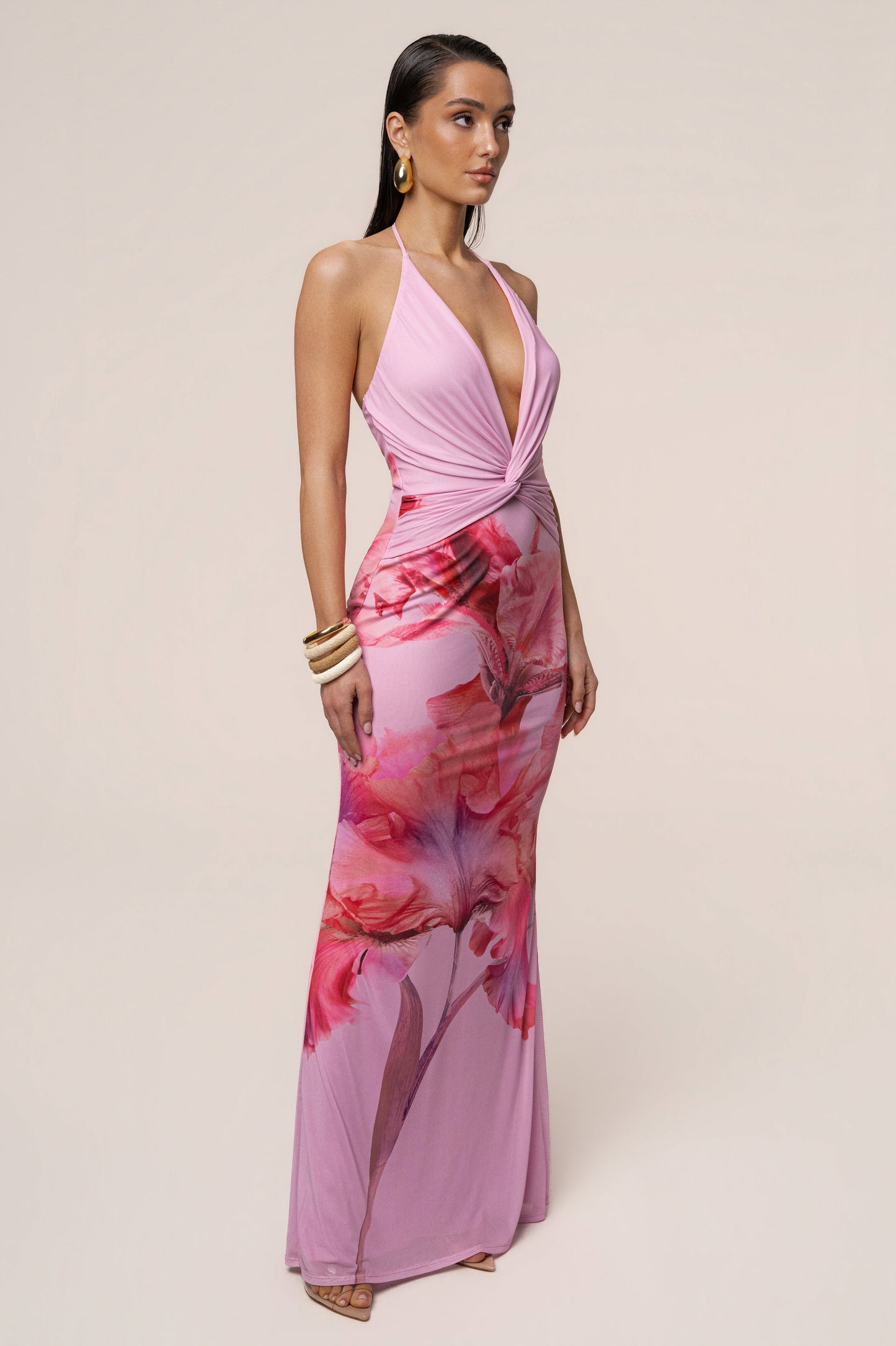 Pink Floral Coastal Bloom Maxi Dress JLUXLABEL
