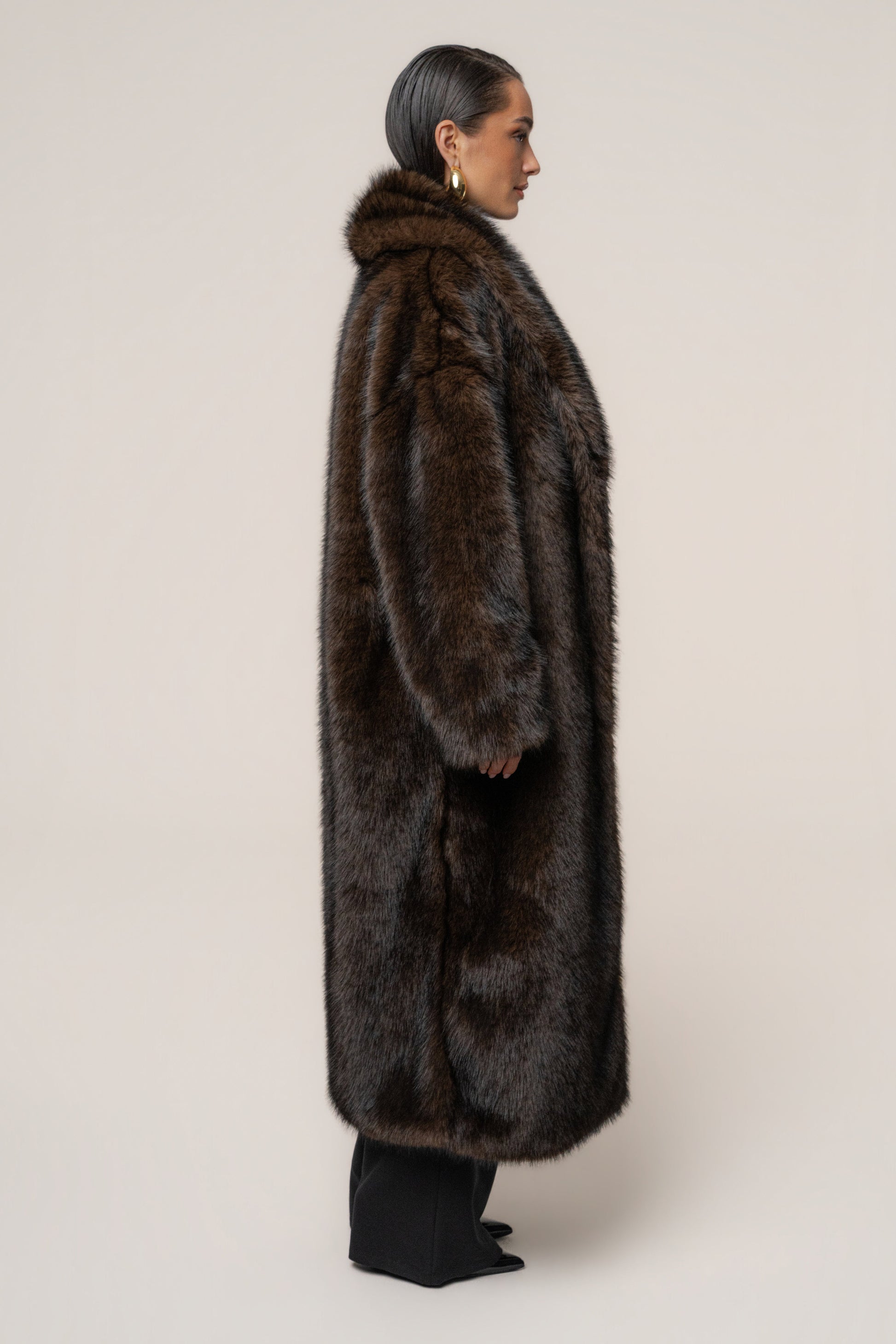 Chocolate Aspen Days Faux Fur Coat JLUXLABEL