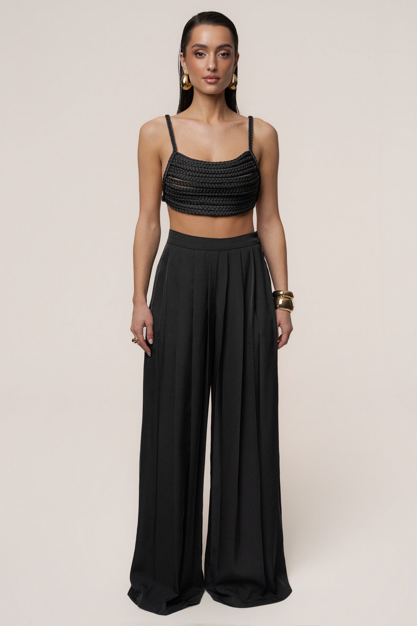Black Sofie Braided Top JLUXLABEL