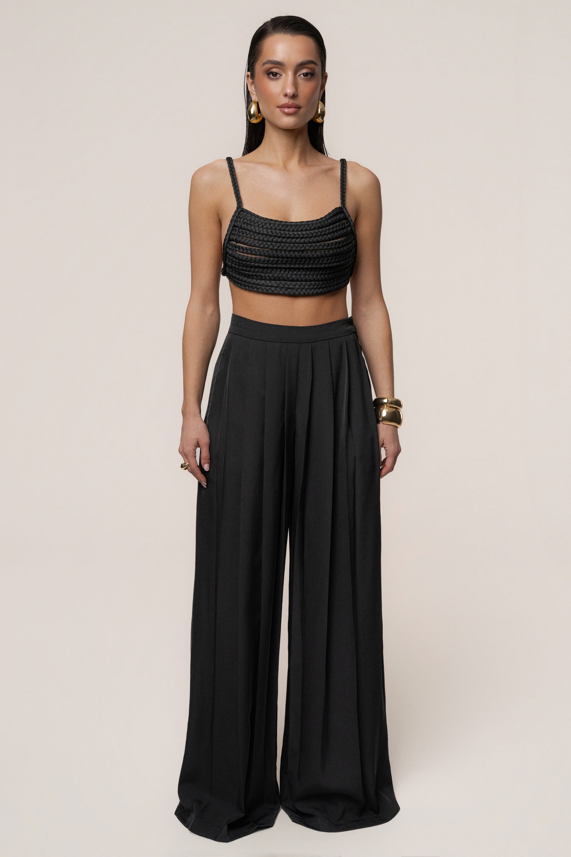 Black Sofie Braided Top JLUXLABEL