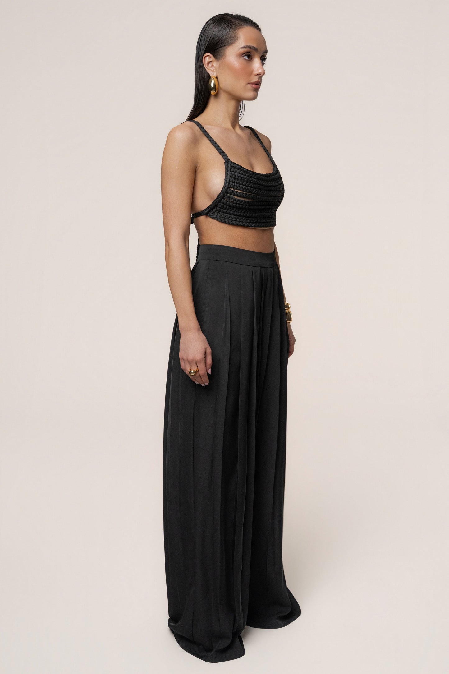 Black Sofie Braided Top JLUXLABEL