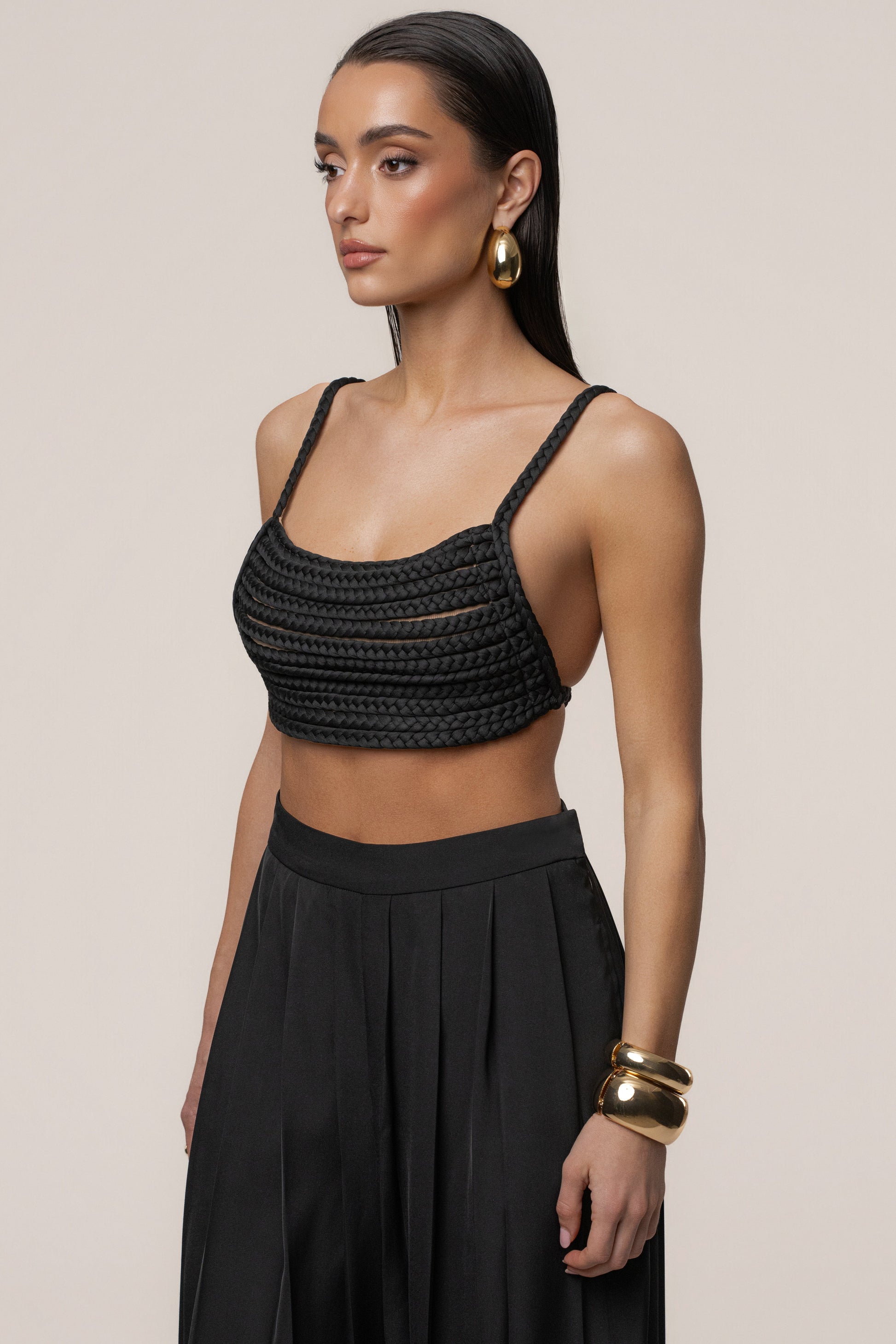 Black Sofie Braided Top JLUXLABEL