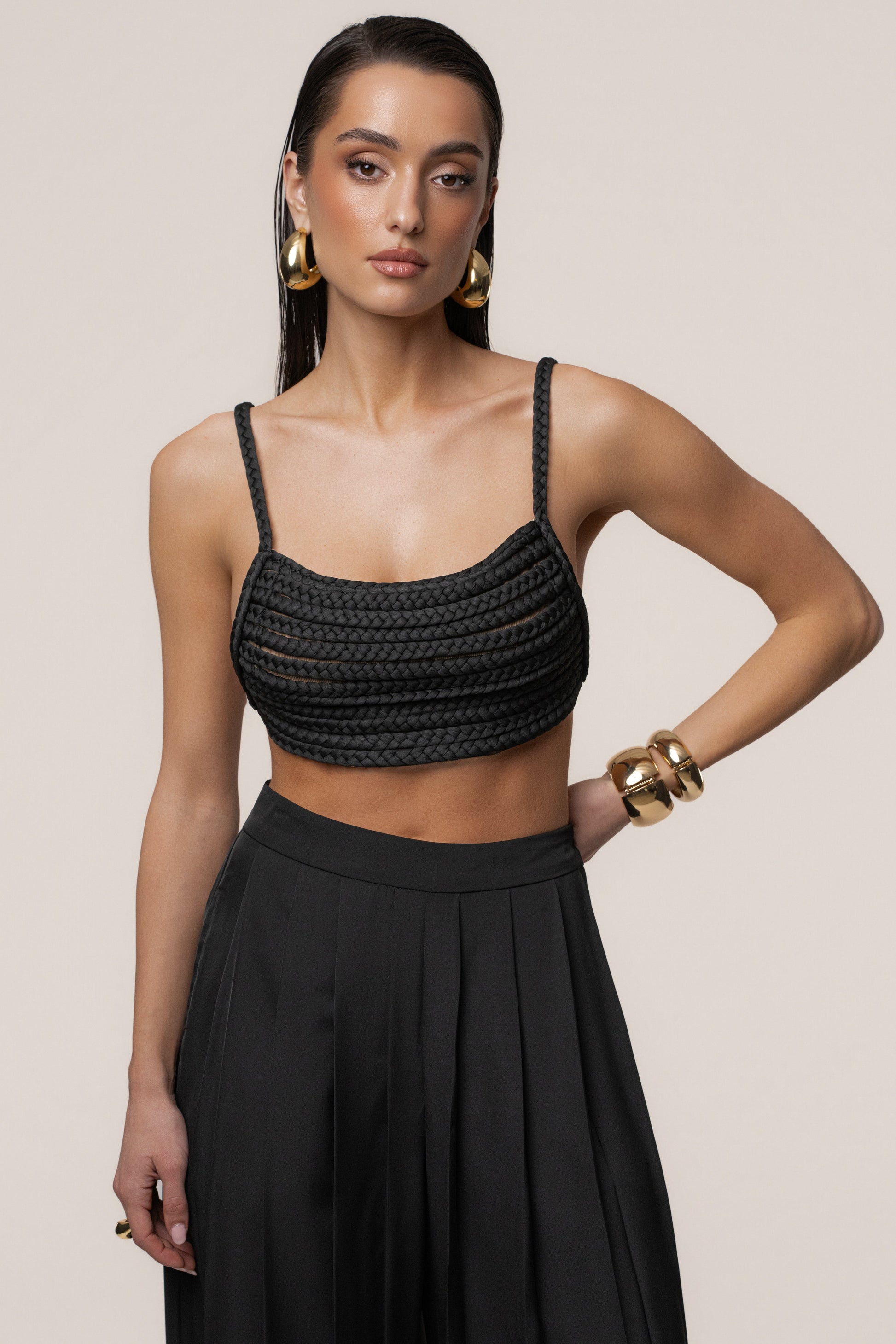 Black Sofie Braided Top JLUXLABEL