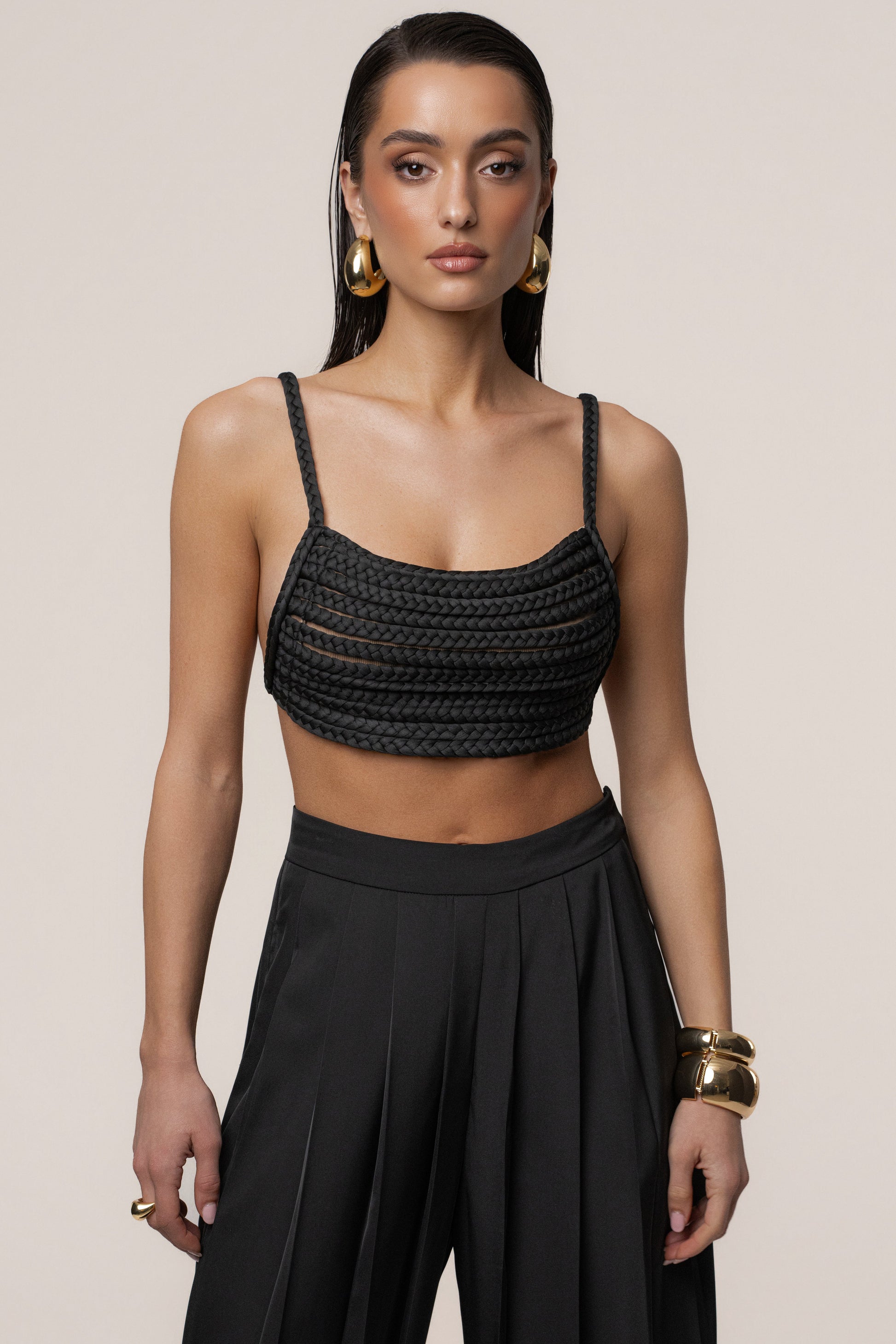 Black Sofie Braided Top JLUXLABEL