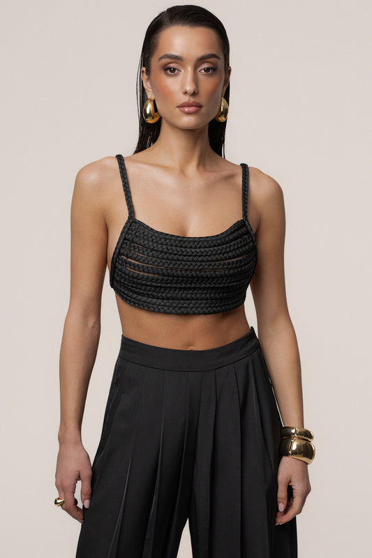 Black Sofie Braided Top JLUXLABEL