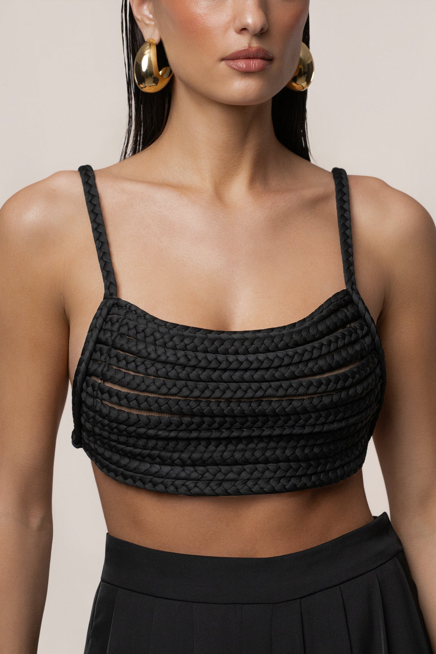 Black Sofie Braided Top JLUXLABEL