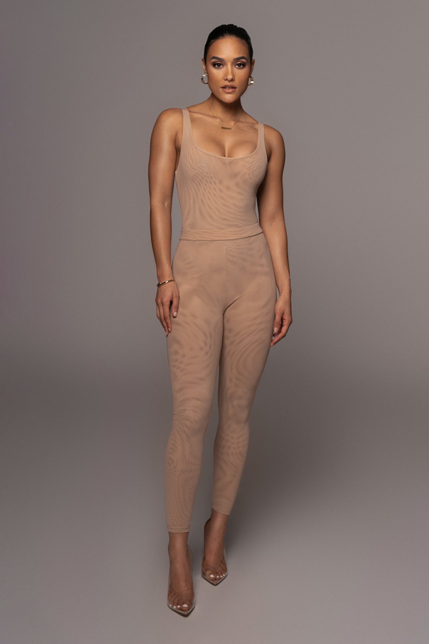 Beige Nina Mesh Pants JLUXLABEL