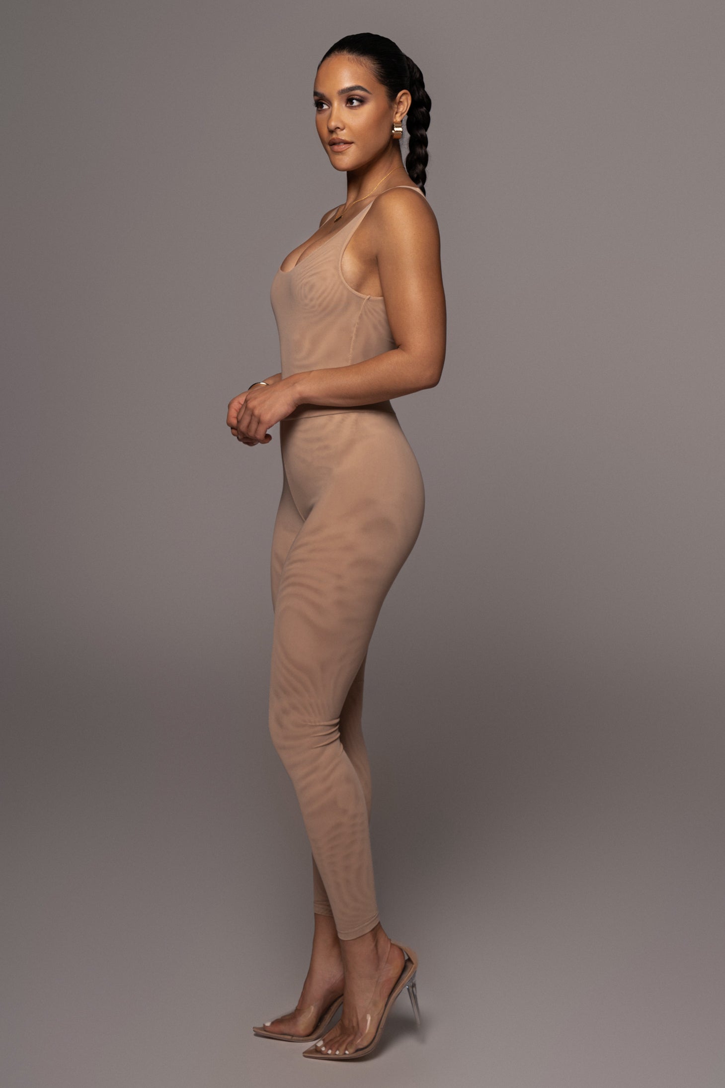 Beige Nina Mesh Pants JLUXLABEL