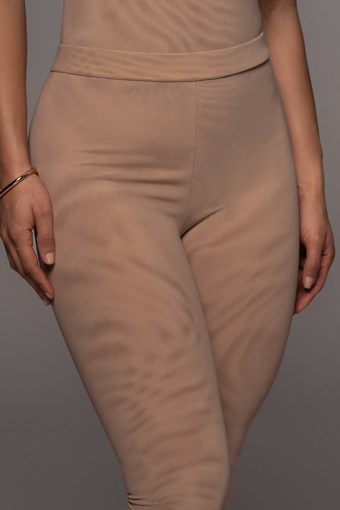 Beige Nina Mesh Pants JLUXLABEL