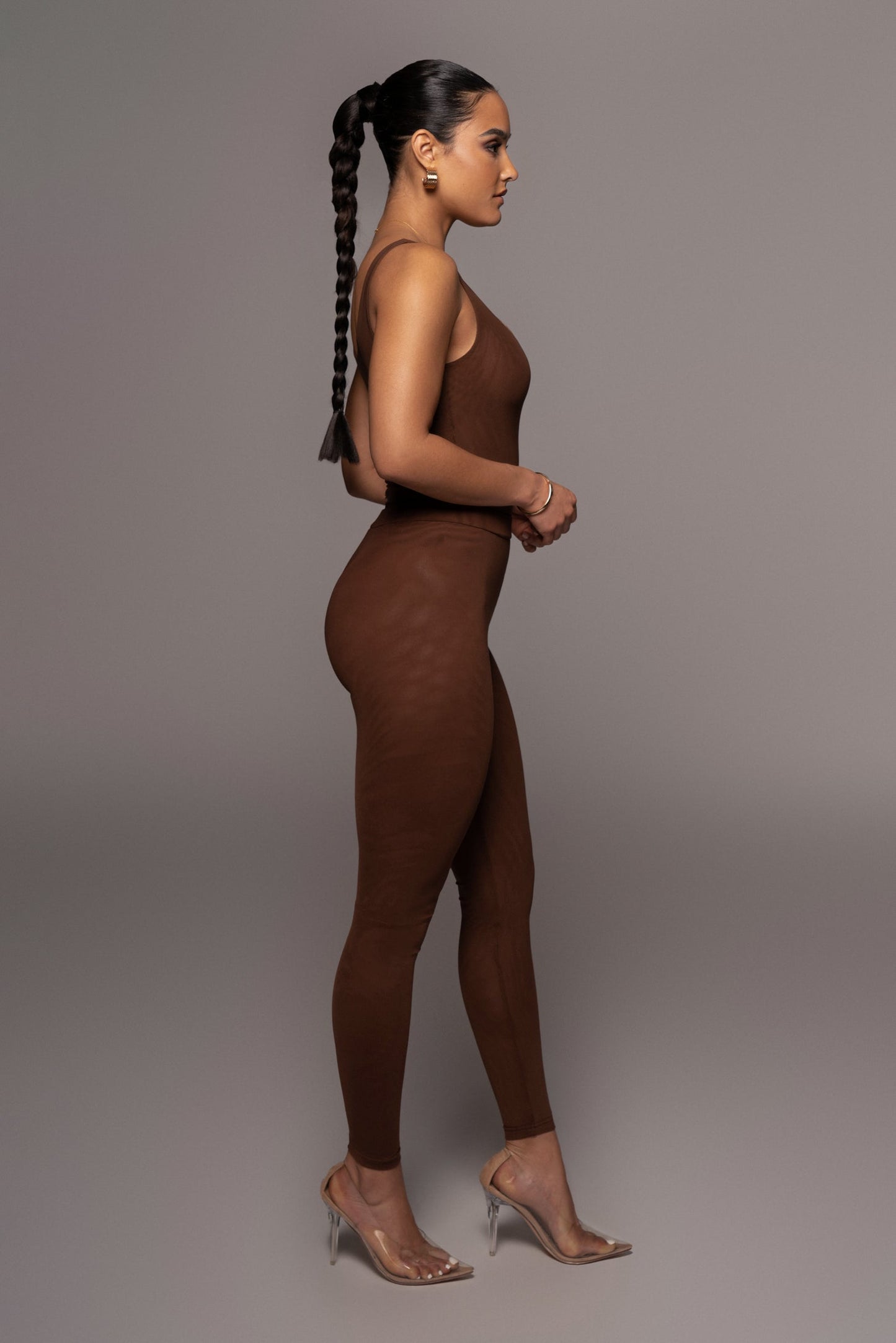 Chocolate Mesh Essentials Tank Bodysuit Undergarment JLUXLABEL