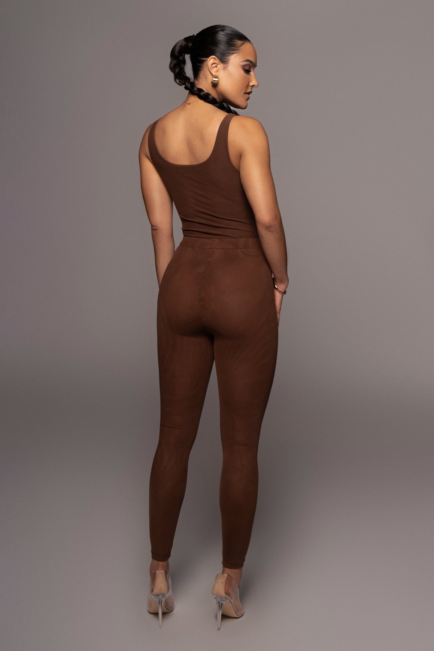 Chocolate Mesh Essentials Tank Bodysuit Undergarment JLUXLABEL