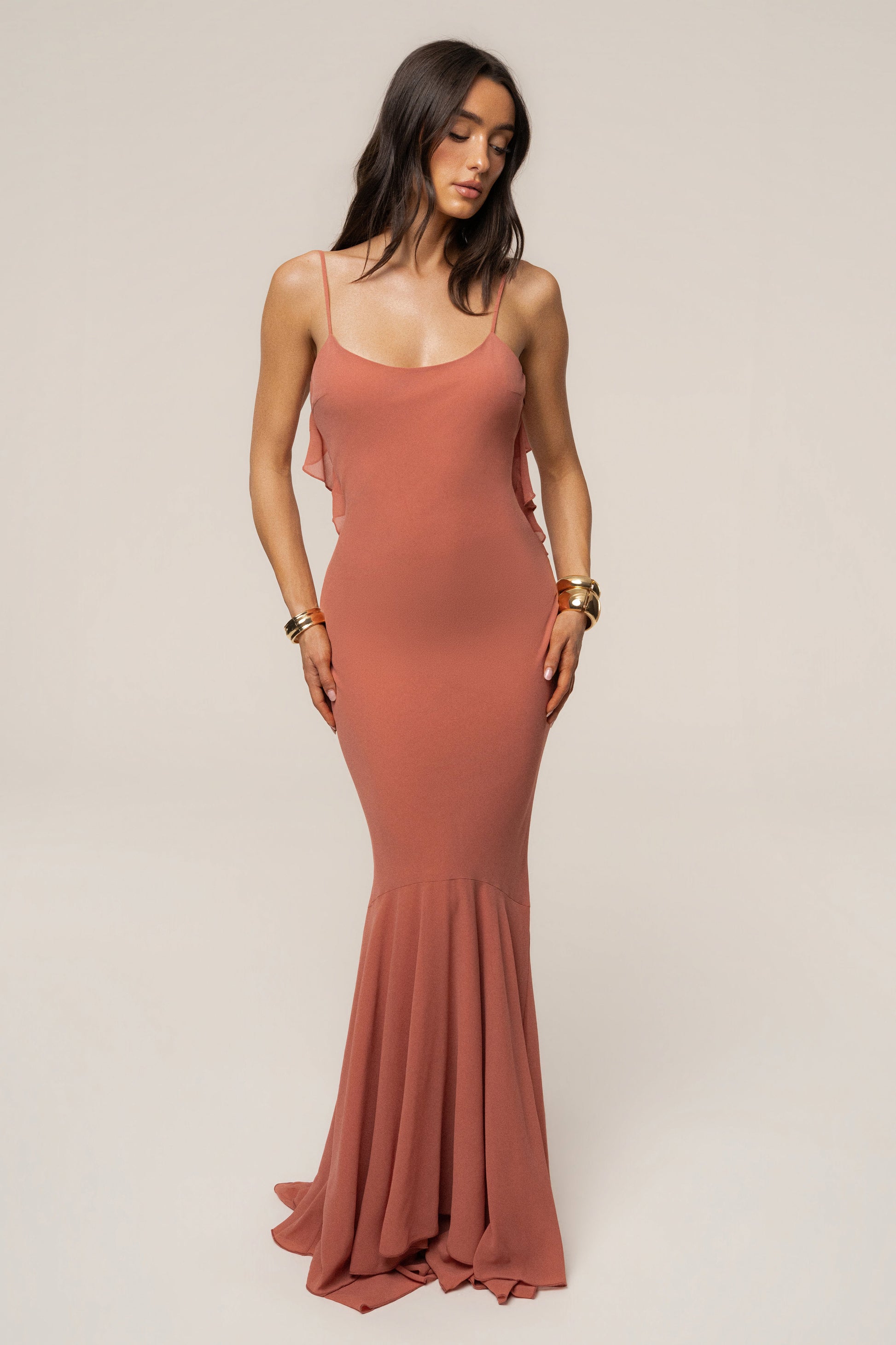 Peach  Midnight Romance Maxi Dress JLUXLABEL