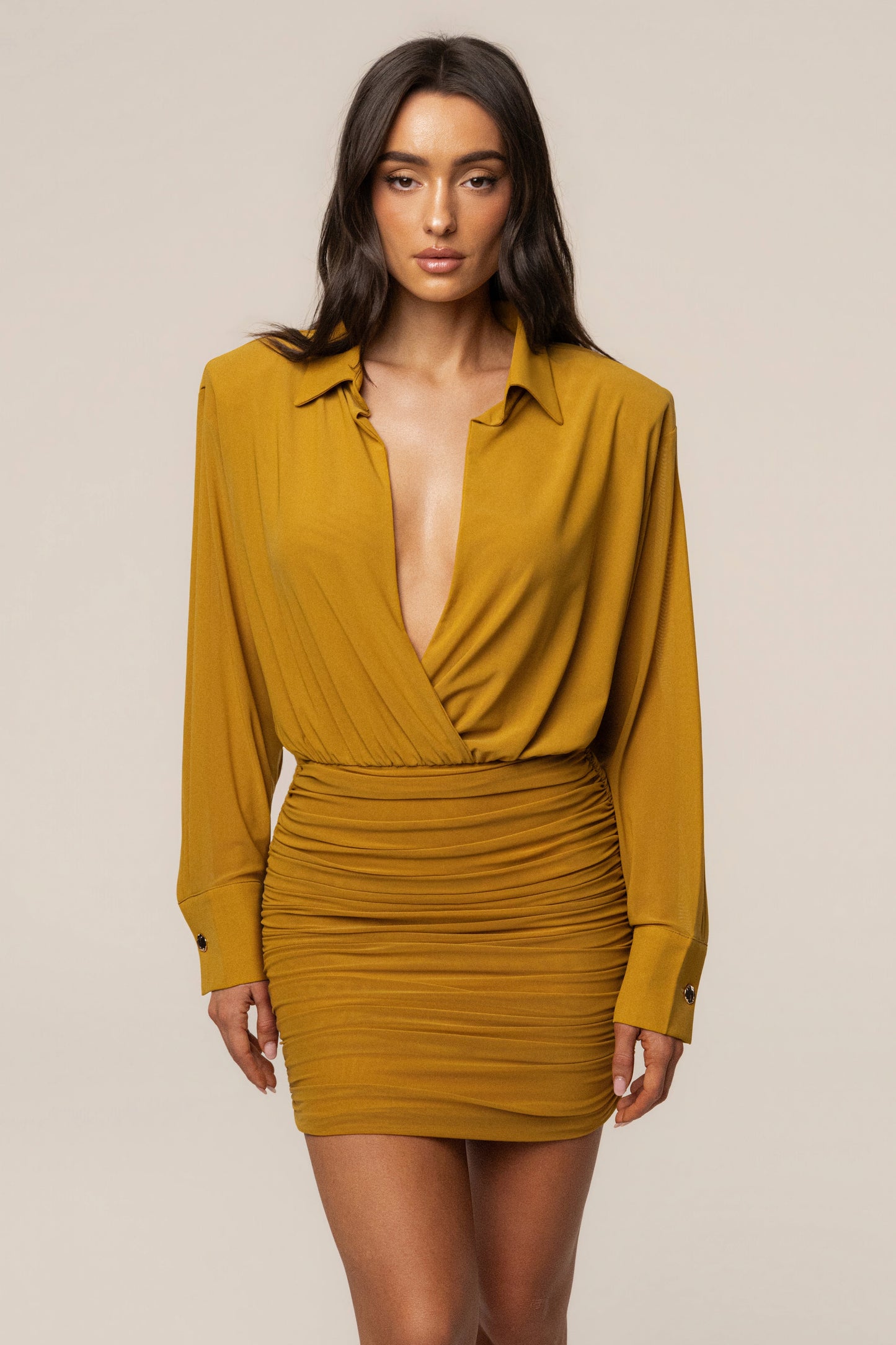 Lime Leah Plunge Mini Dress NEWFASHIONEDGE