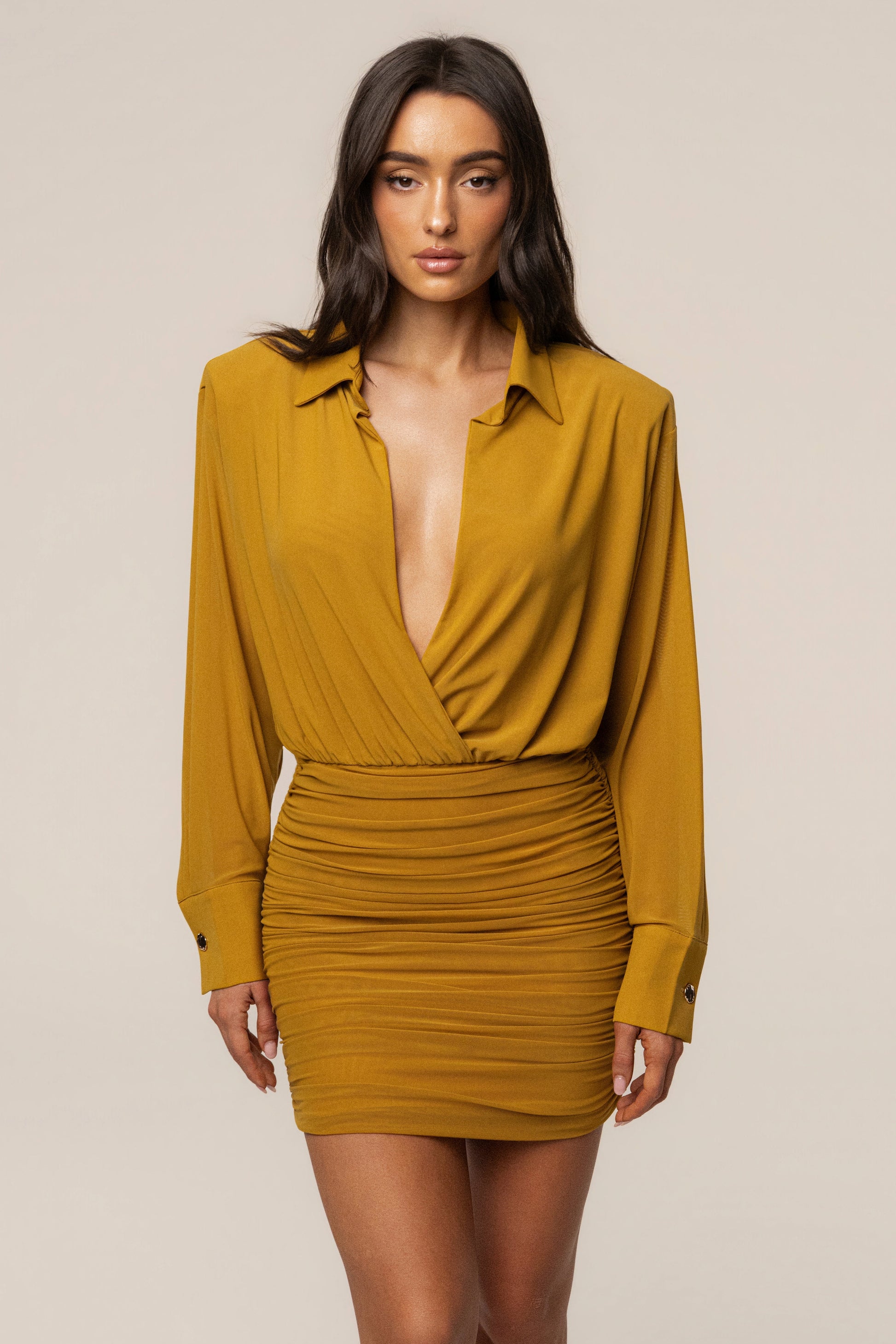 Lime Leah Plunge Mini Dress NEWFASHIONEDGE