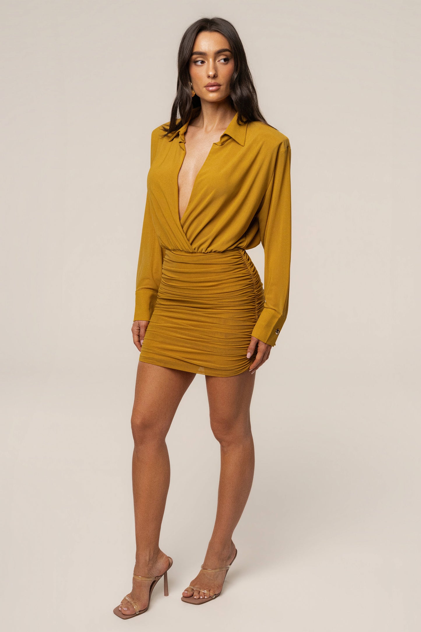 Lime Leah Plunge Mini Dress NEWFASHIONEDGE