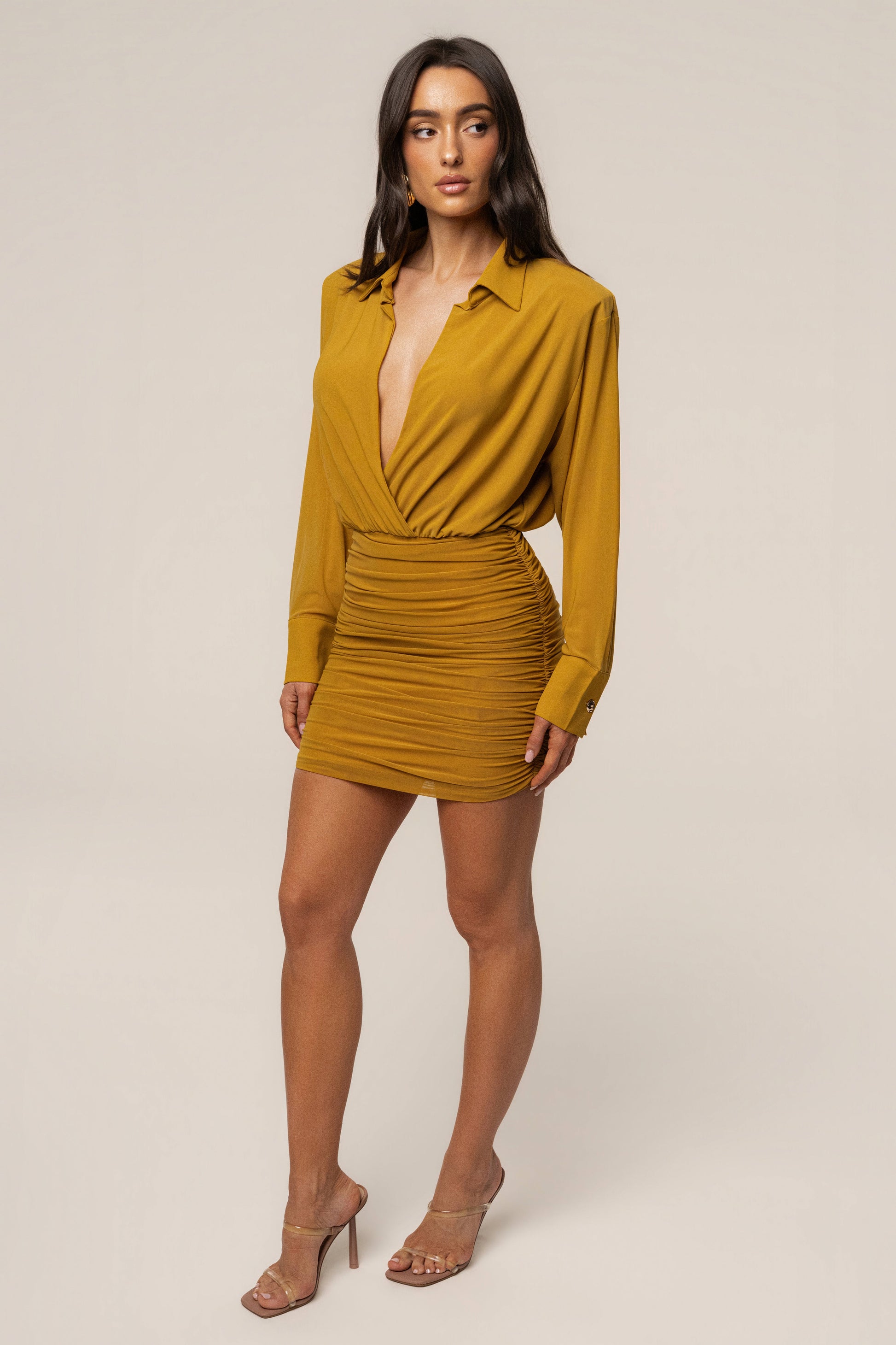 Lime Leah Plunge Mini Dress NEWFASHIONEDGE