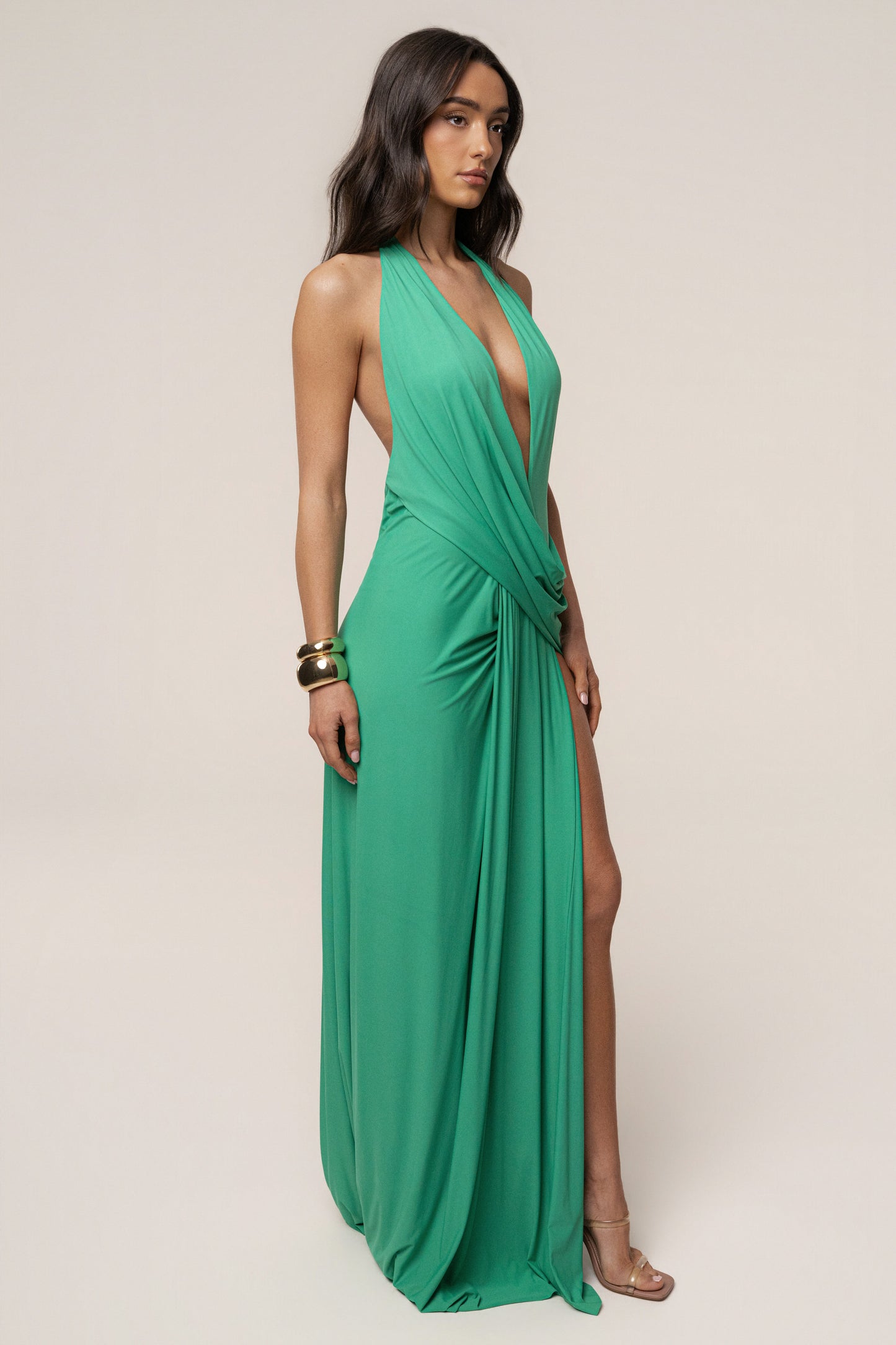 Green Ibiza Halter Maxi Dress JLUXLABEL