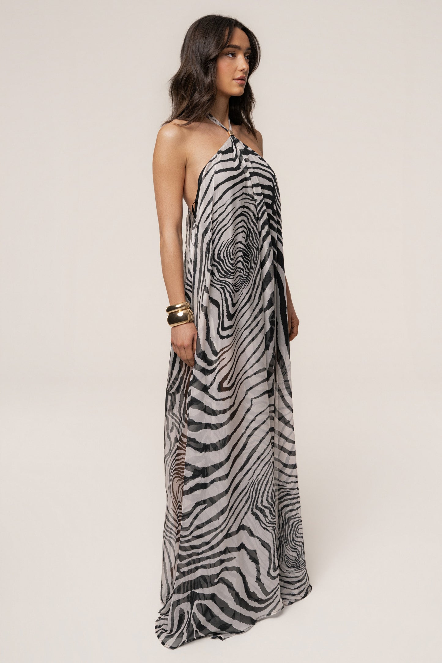 PRE-ORDER Zebra Print Jolene Halter Dress NEWFASHIONEDGE