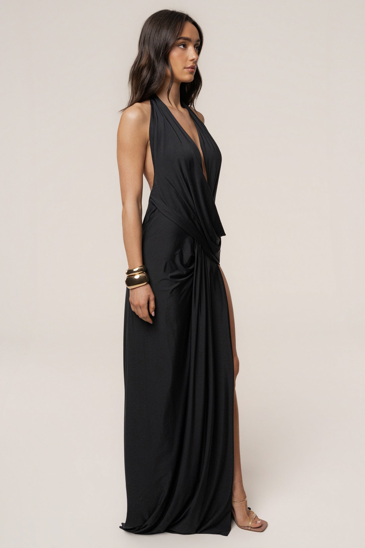Black Ibiza Halter Maxi Dress JLUXLABEL