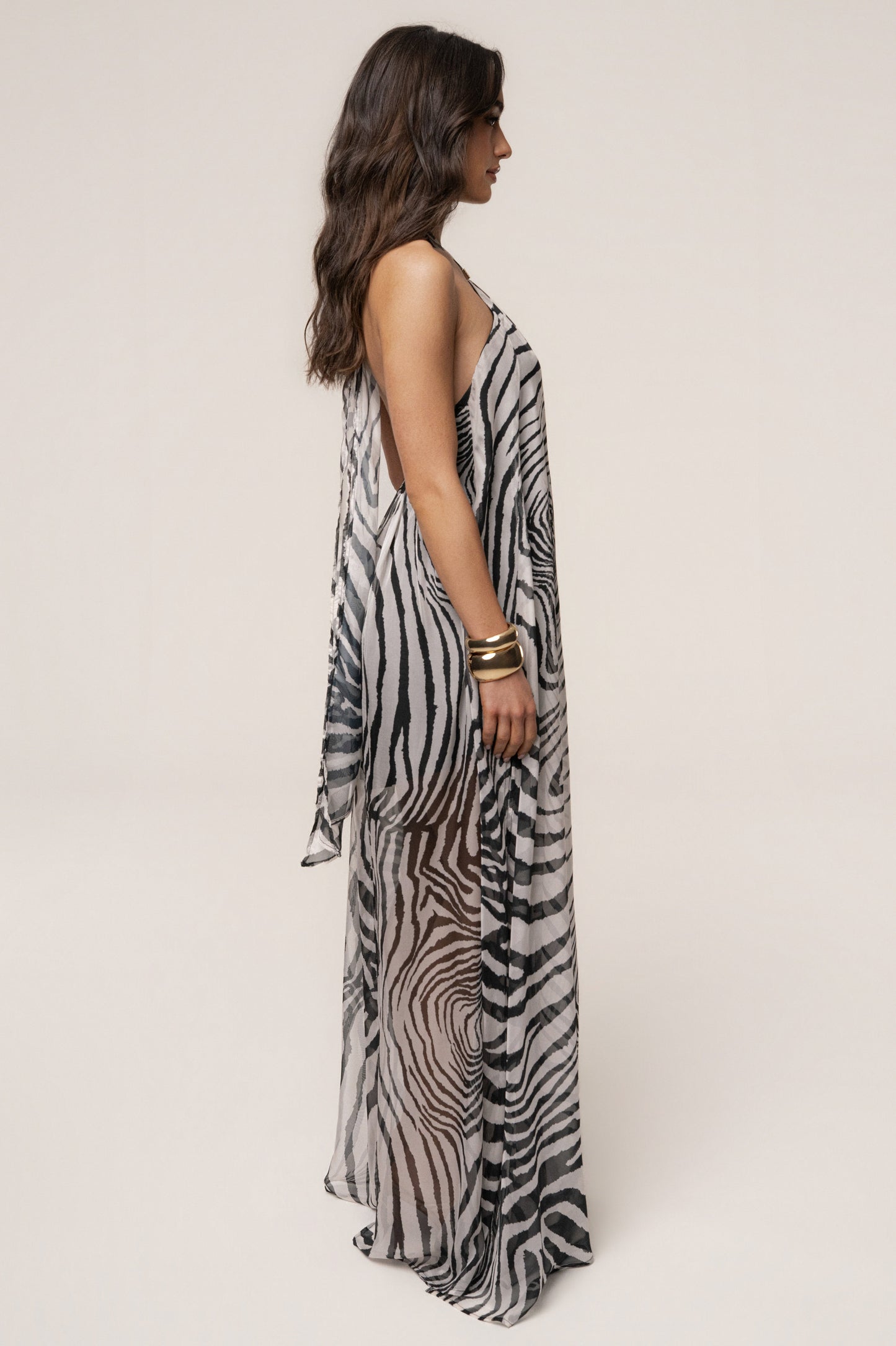 PRE-ORDER Zebra Print Jolene Halter Dress NEWFASHIONEDGE