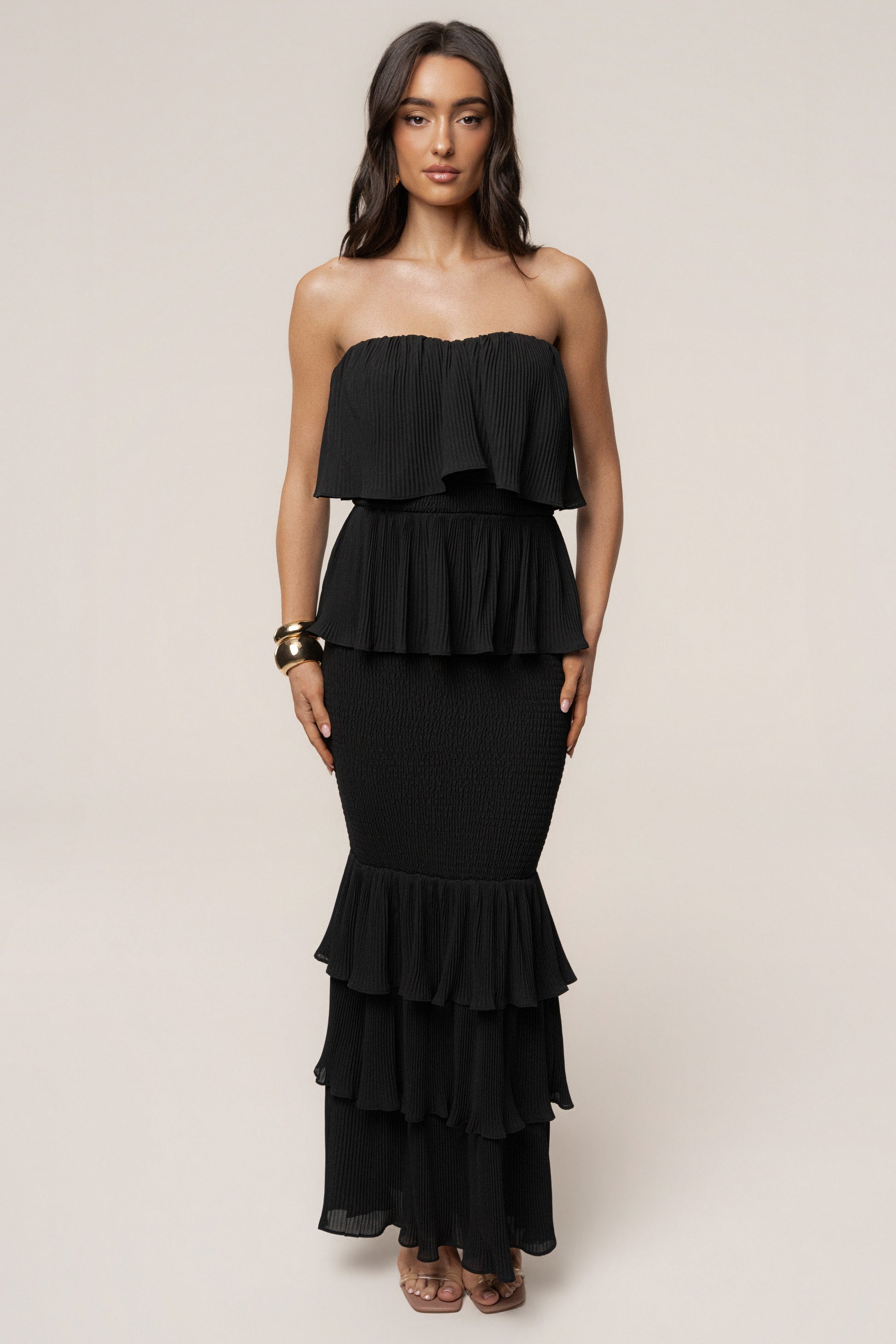 Black Casa Blanca Ruffle Dress JLUXLABEL