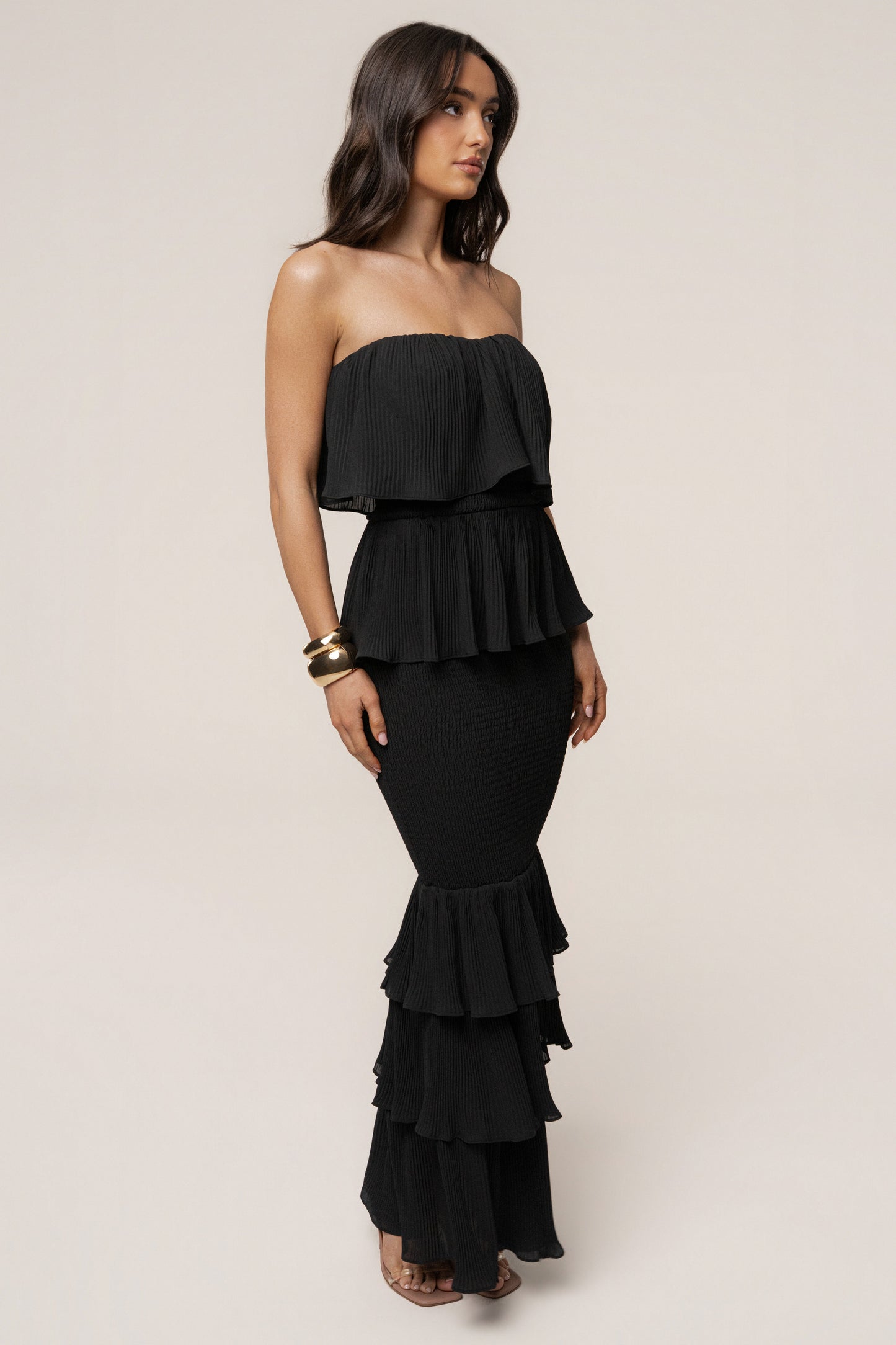 Black Casa Blanca Ruffle Dress JLUXLABEL