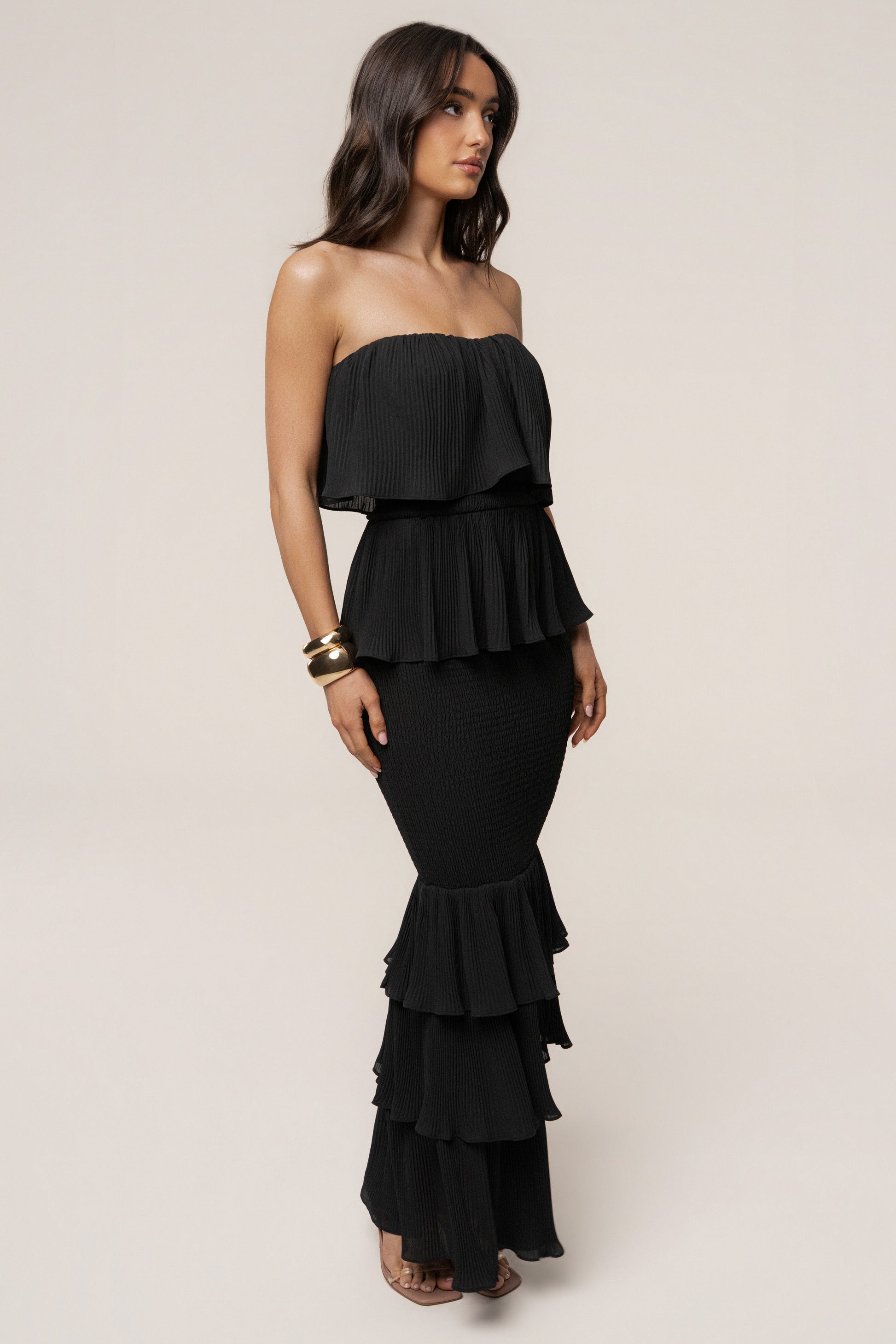 Black Casa Blanca Ruffle Dress JLUXLABEL