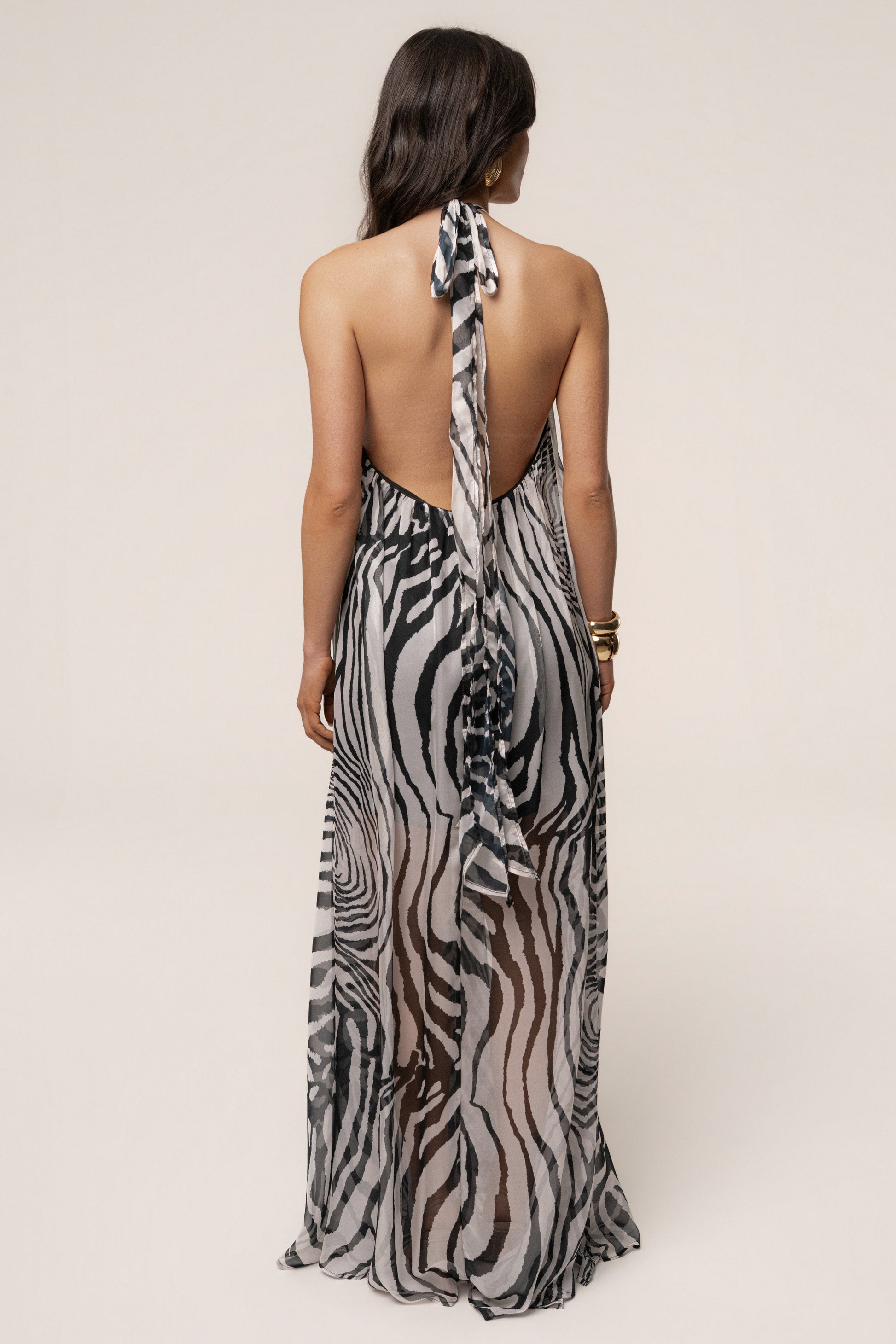 PRE-ORDER Zebra Print Jolene Halter Dress NEWFASHIONEDGE