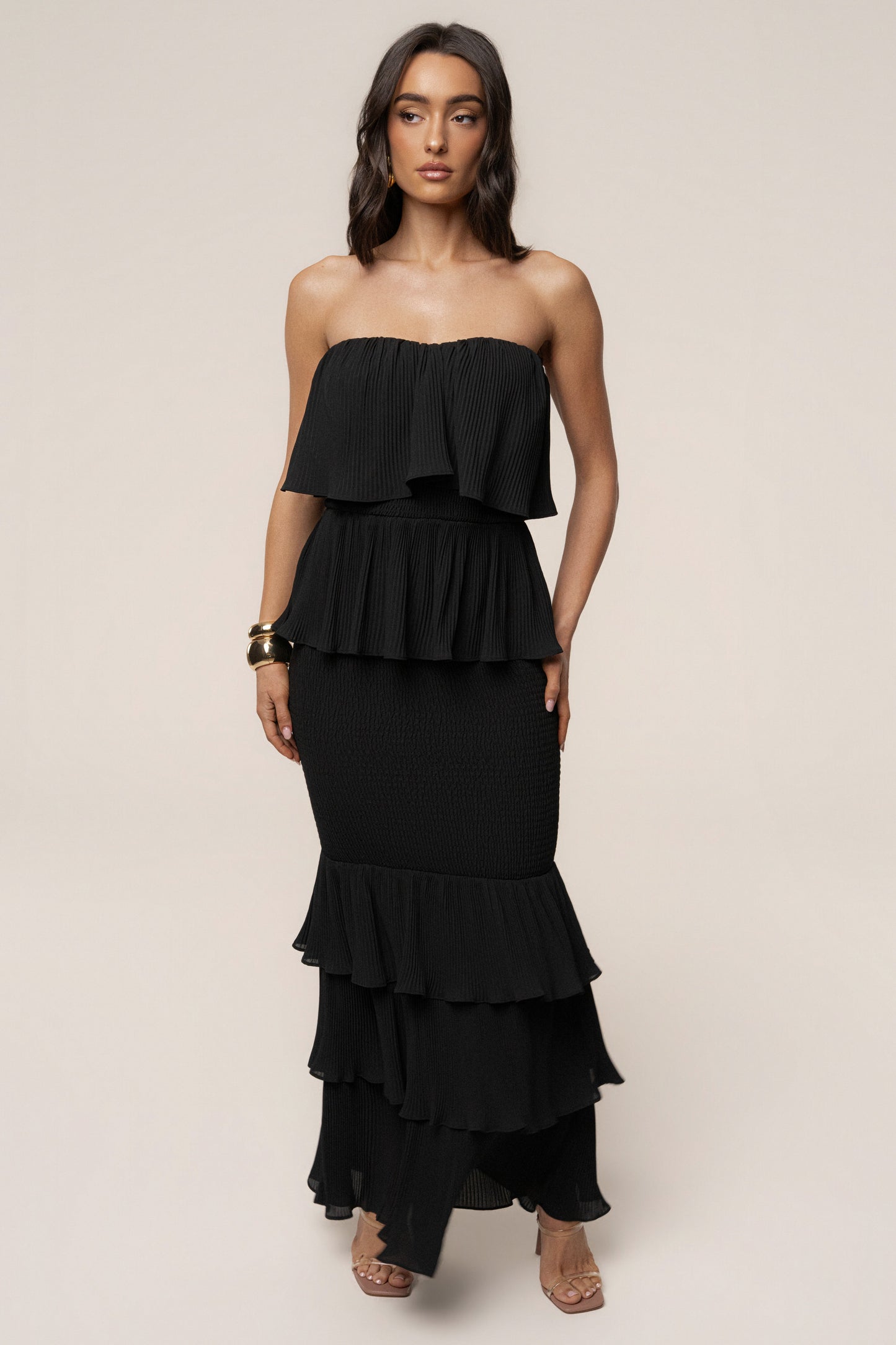 Black Casa Blanca Ruffle Dress JLUXLABEL