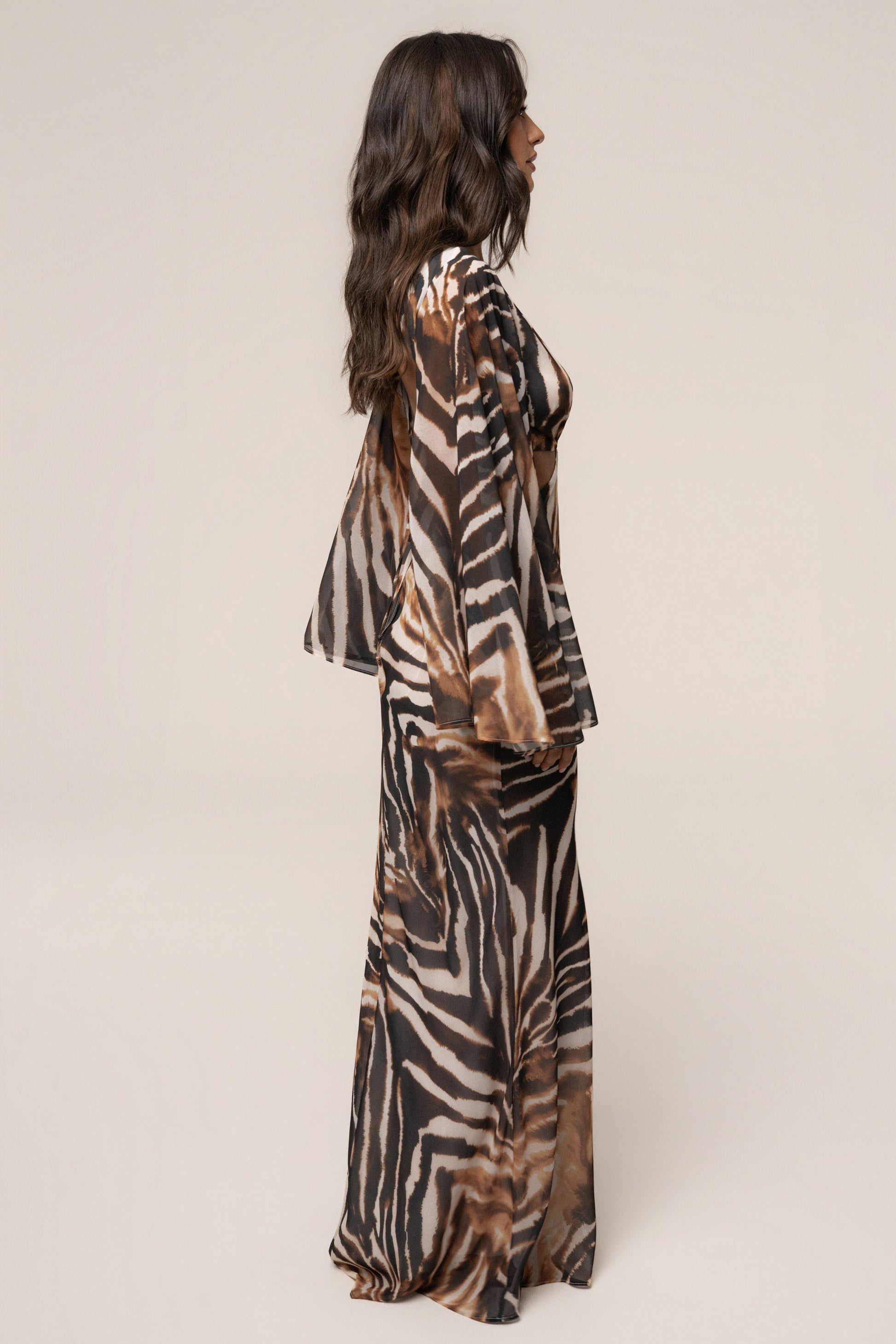 Brown Zebra Instincts Print Maxi Dress NEWFASHIONEDGE
