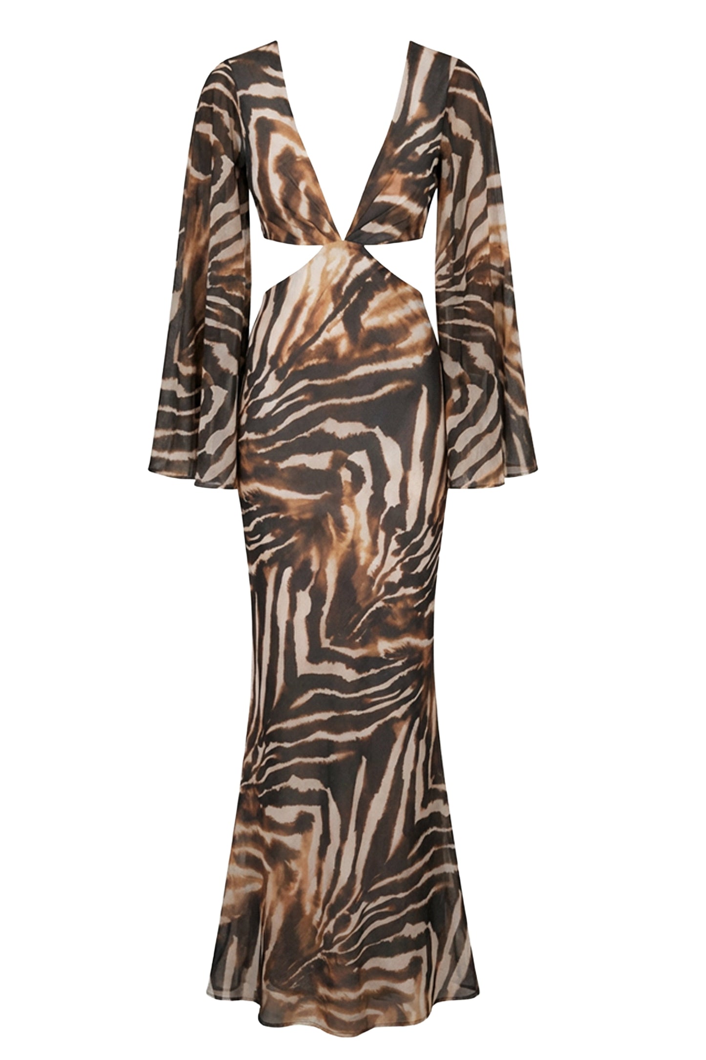 Brown Zebra Instincts Print Maxi Dress NEWFASHIONEDGE
